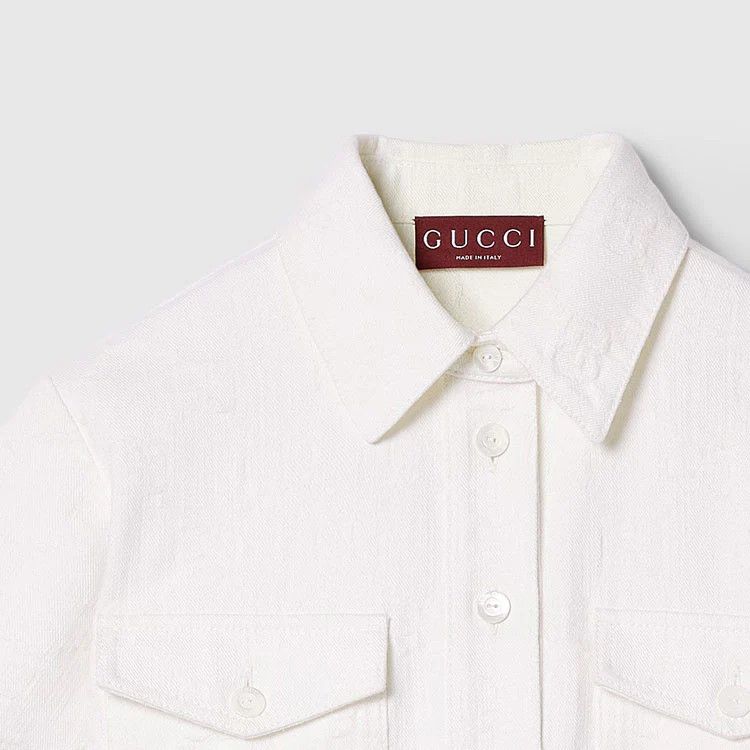 Gucci o1la5ras0526 GG Jacquard Denim Dress in White Size XS / US 0-2 / IT 36-38 - 3 Thumbnail