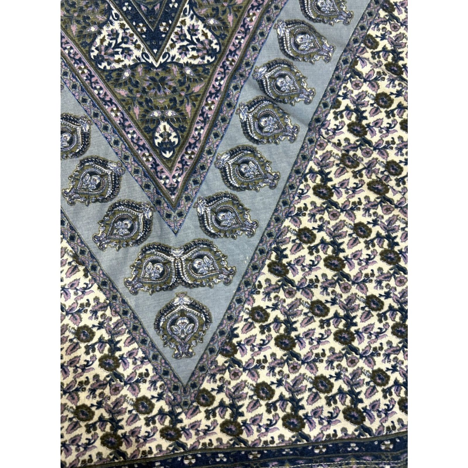 Lucky Brand Lucky Brand Blouse Women's L Blue Purple Floral Boho Knit V-Neck Short Sleeve Pullover Casual Size L / US 10 / IT 46 - 3 Thumbnail