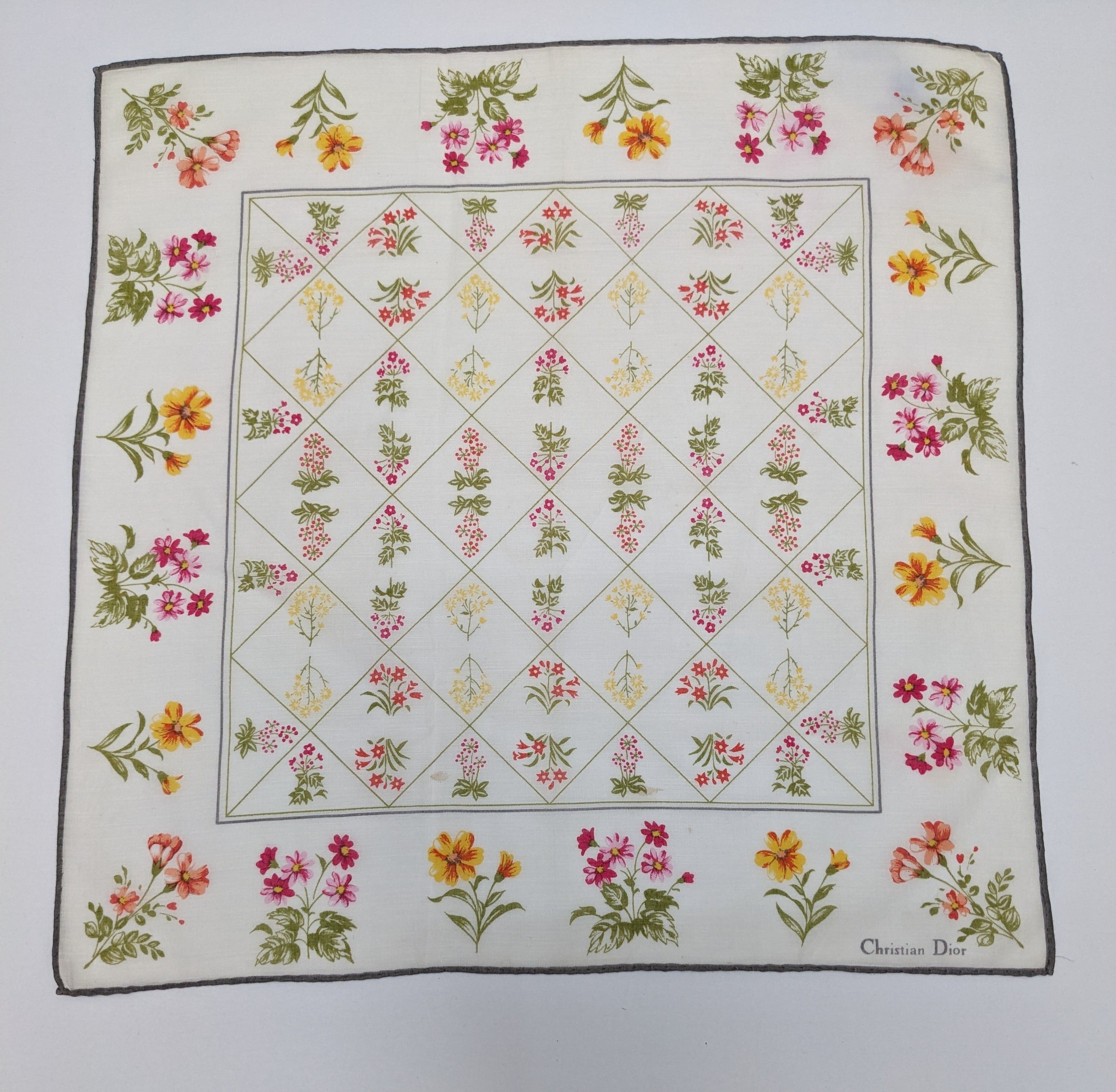 Christian Dior Monsieur Vintage Christian Dior Floral Lattice Print Handkerchief Size ONE SIZE - 3 Thumbnail