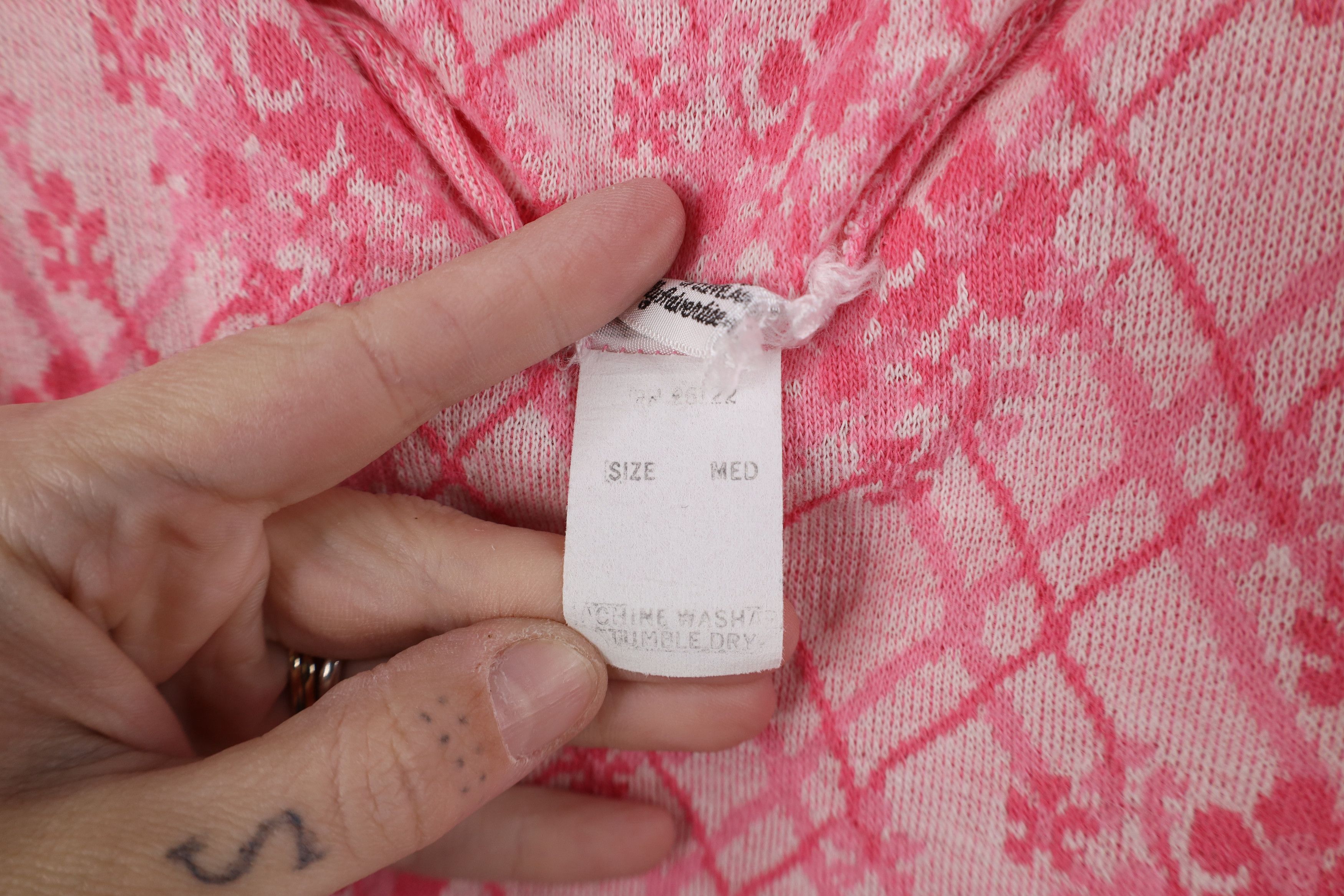 Vintage Vintage 70s Streetwear Flower Knit Tank Top T-Shirt Pink USA Size M / US 6-8 / IT 42-44 - 5 Thumbnail