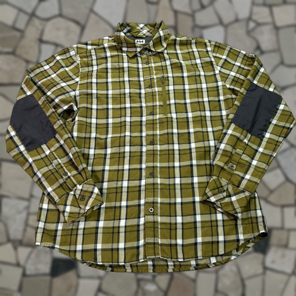 Helly Hansen Helly Hansen Shirt Mens Medium Green Plaid Zip Chest Pocket Button Front Outdoor Size US XL / EU 56 / 4 - 1 Thumbnail