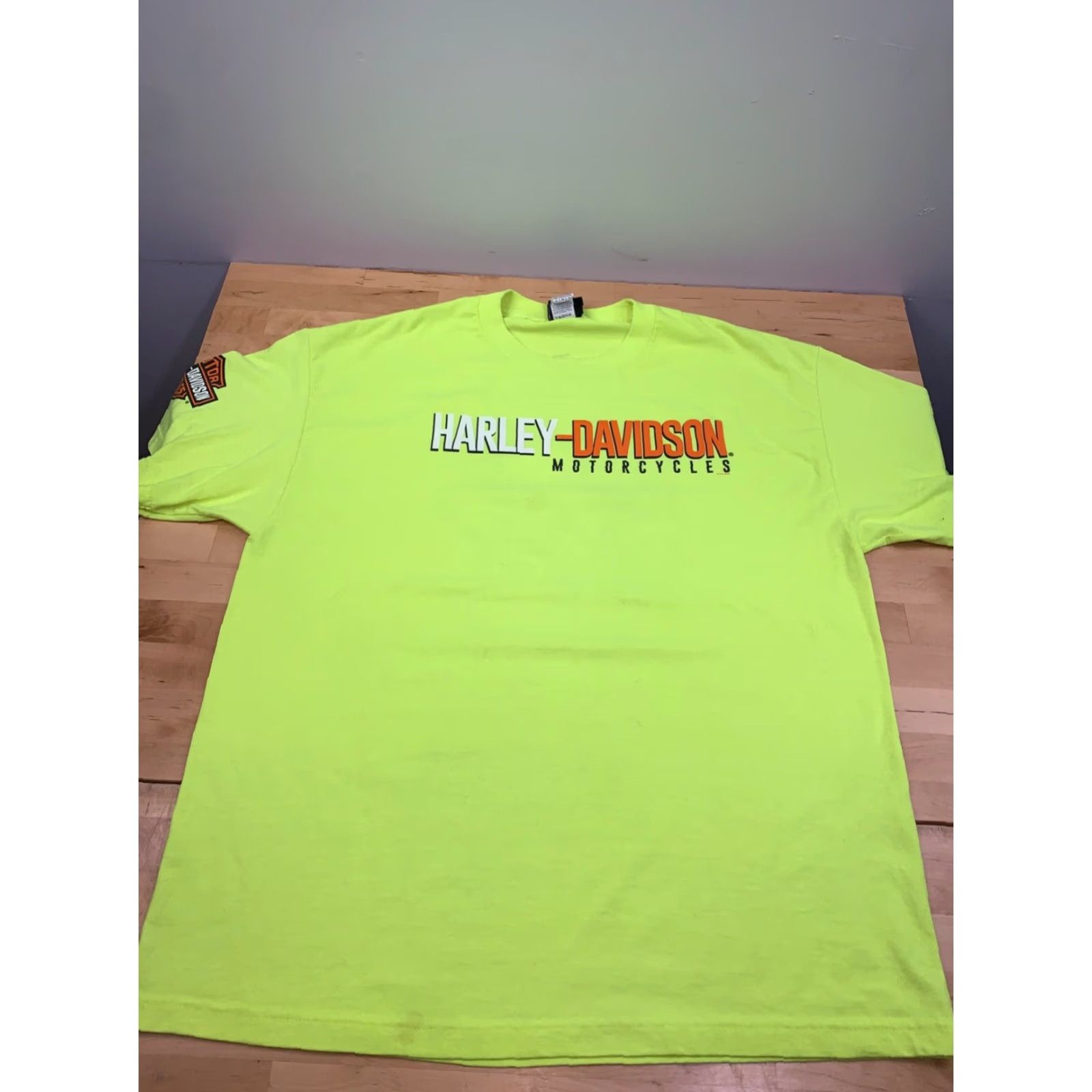 Harley Davidson VINTAGE Harley-Davidson Shirt Mens XL Eagle Kentucky Neon Yellow Casual Work 11218 Size US XL / EU 56 / 4 - 2 Thumbnail