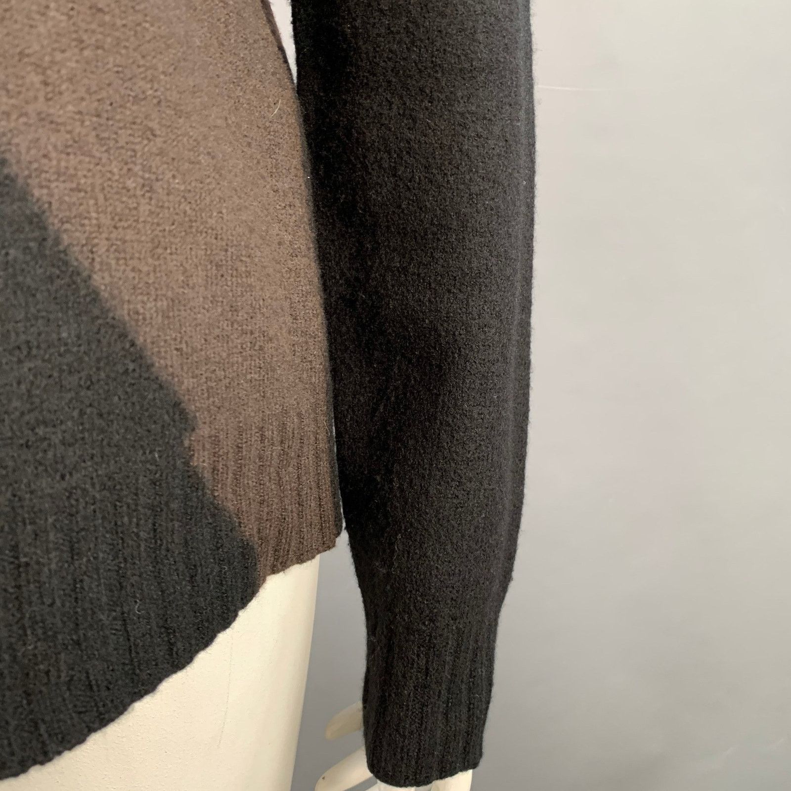 Jil Sander JIL SANDER Brown Black Wool Color Block Crew Neck Sweater Size XL / US 12-14 / IT 48-50 - 5 Thumbnail