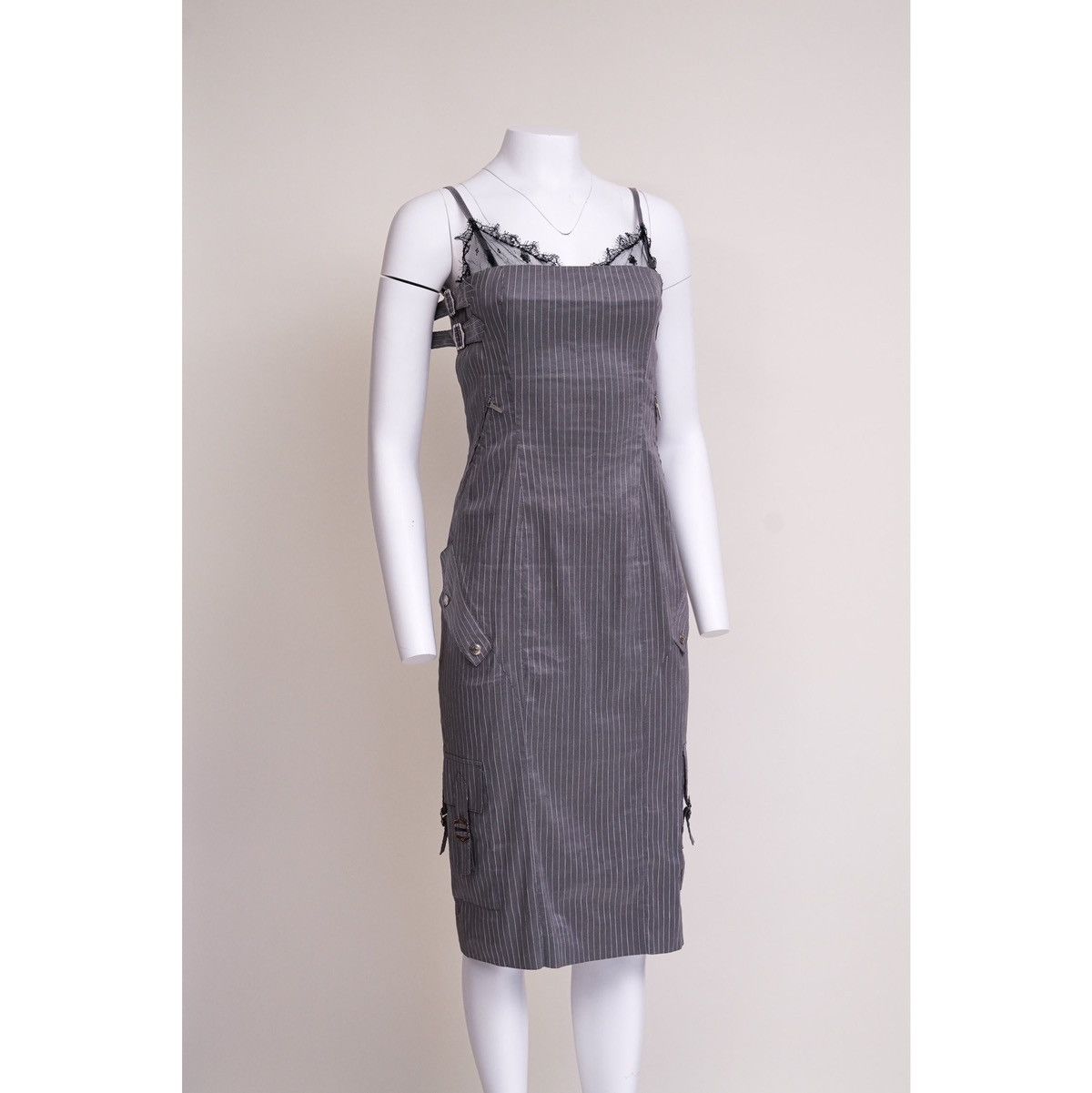 Dior Christian Dior 1998 Pinstripe Lace Mini Dress Size S / US 4 / IT 40 - 3 Thumbnail