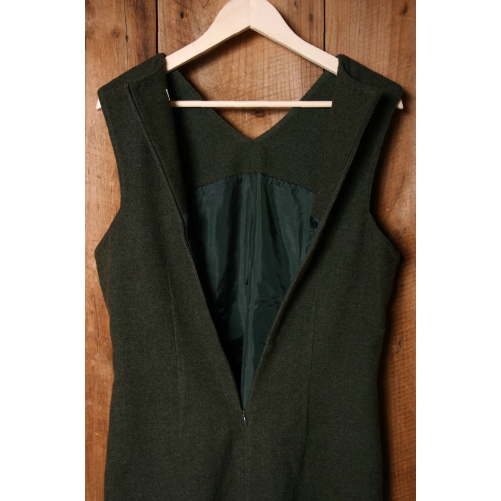 Eddie Bauer VINTAGE Eddie Bauer Green Herringbone Wool Blend Sleeveless Dress Sz. 10 Dress Size L / US 10 / IT 46 - 7 Thumbnail