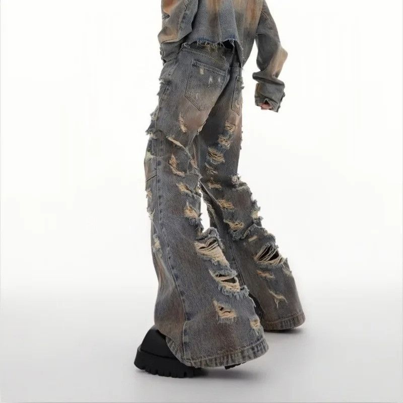 Jean Y2K Flare Ripped Stacked Jeans Size US 29 - 5 Thumbnail