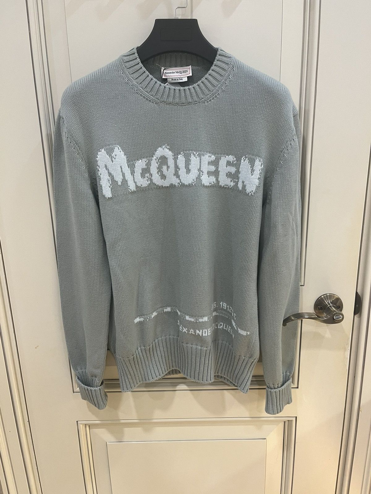 Alexander McQueen logo intarsia knit cotton sweatershirt size48 Size US M / EU 48-50 / 2 - 2 Thumbnail