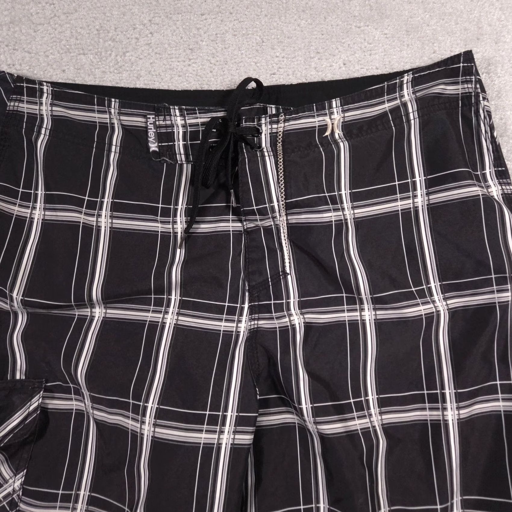 Hurley Hurley Shorts Mens Large Black White Plaid Board Shorts Swim Trunks 2009 Size US 34 / EU 50 - 3 Thumbnail