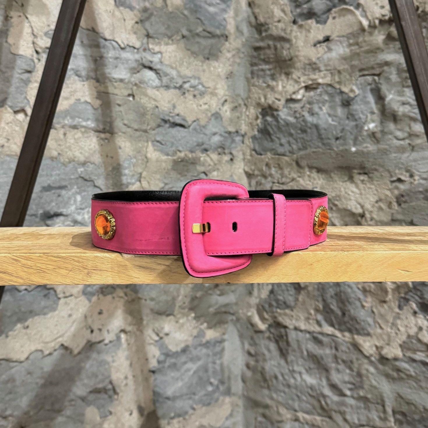 Escada Escada Vintage 90s Pink Suede Stone Embellished Belt Size ONE SIZE - 2 Thumbnail