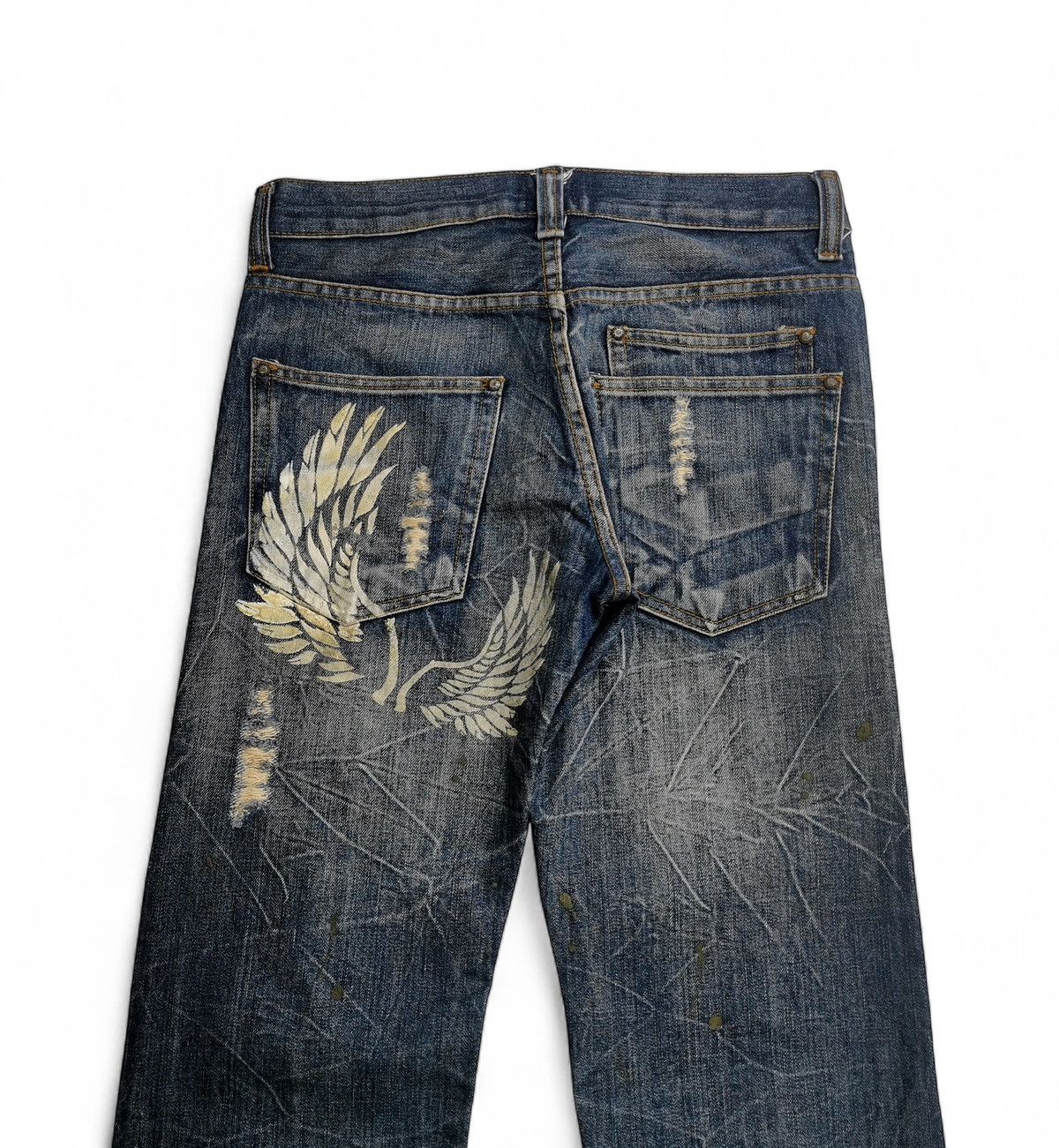 Hysteric Glamour Legend of Glamour Distressed Wings Print Denim Jeans Y2K Size US 30 / EU 46 - 8 Thumbnail