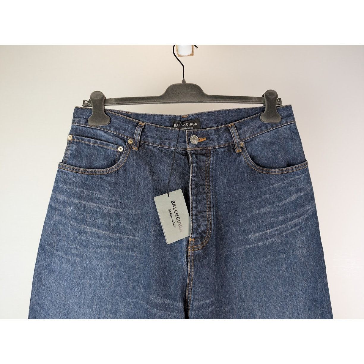Balenciaga o1rshd1 Silk Denim Baggy Pants in Dark Indigo Size US 32 / EU 48 - 2 Thumbnail