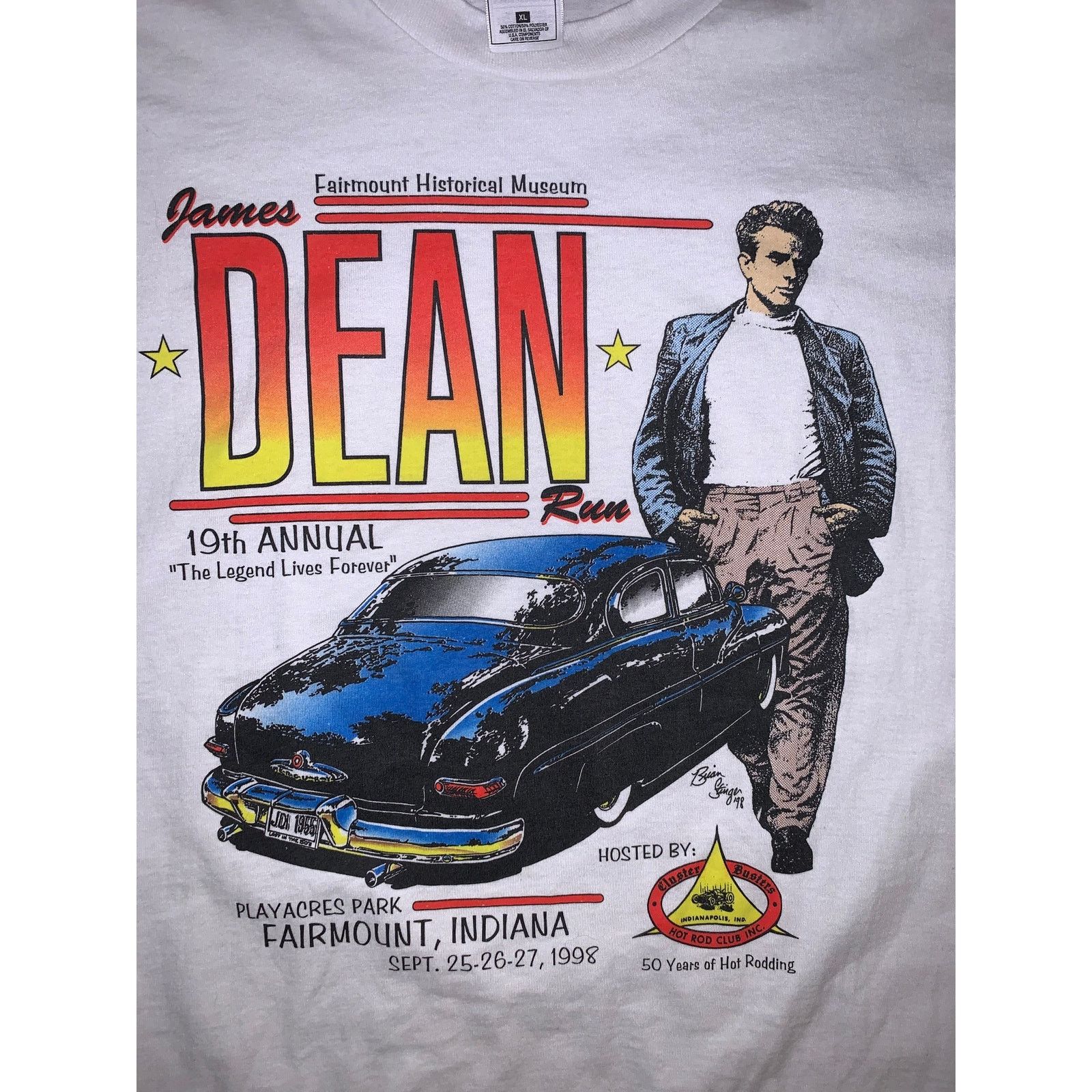 Fruit Of The Loom × Vintage Vintage James Dean T Shirt XL Single Stitch Indiana Car Show Size US XL / EU 56 / 4 - 2 Thumbnail
