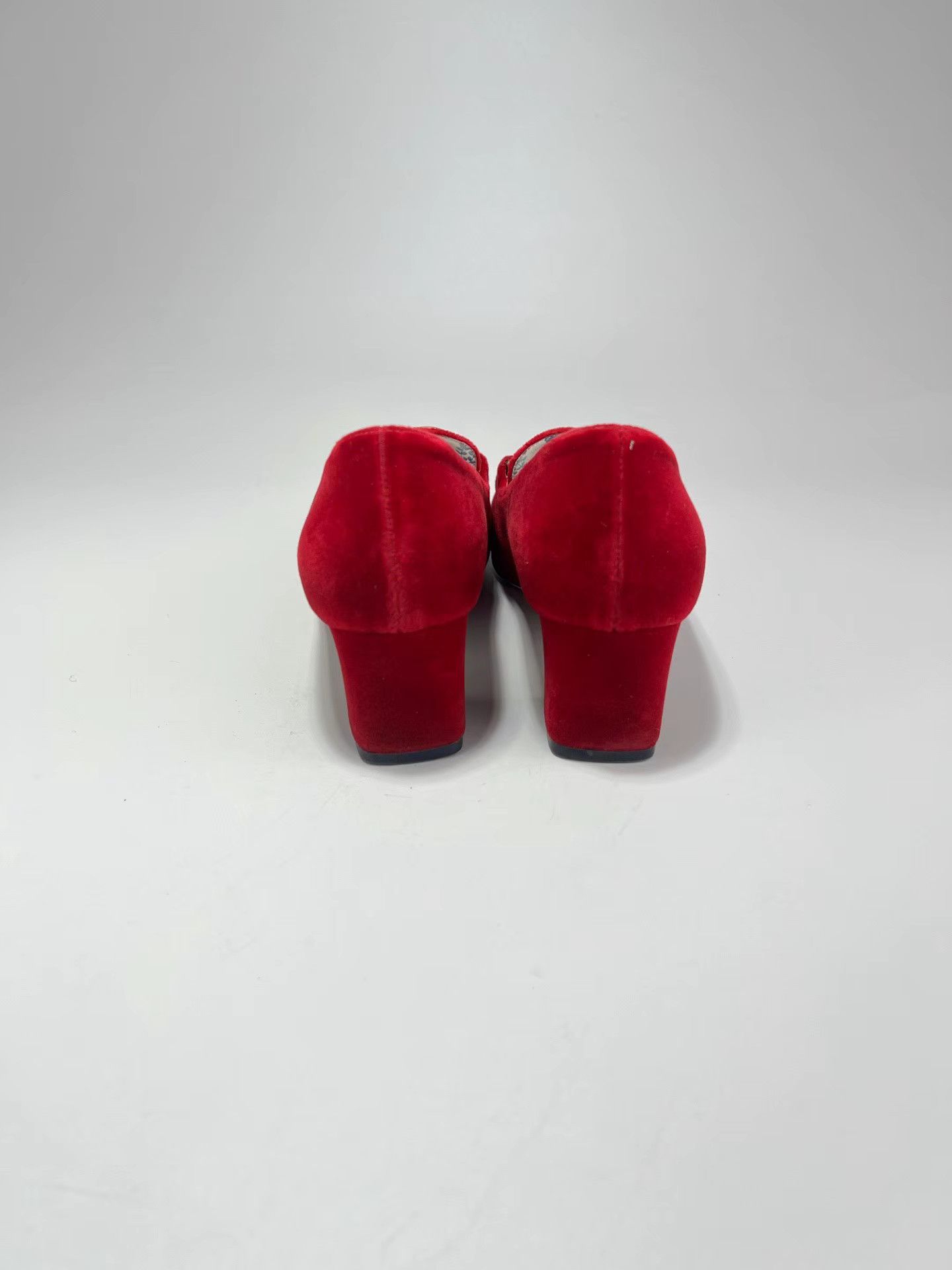 Gucci GUCCI Red Velvet GG Gold Heel Pumps Size US 7.5 / IT 37.5 - 3 Thumbnail