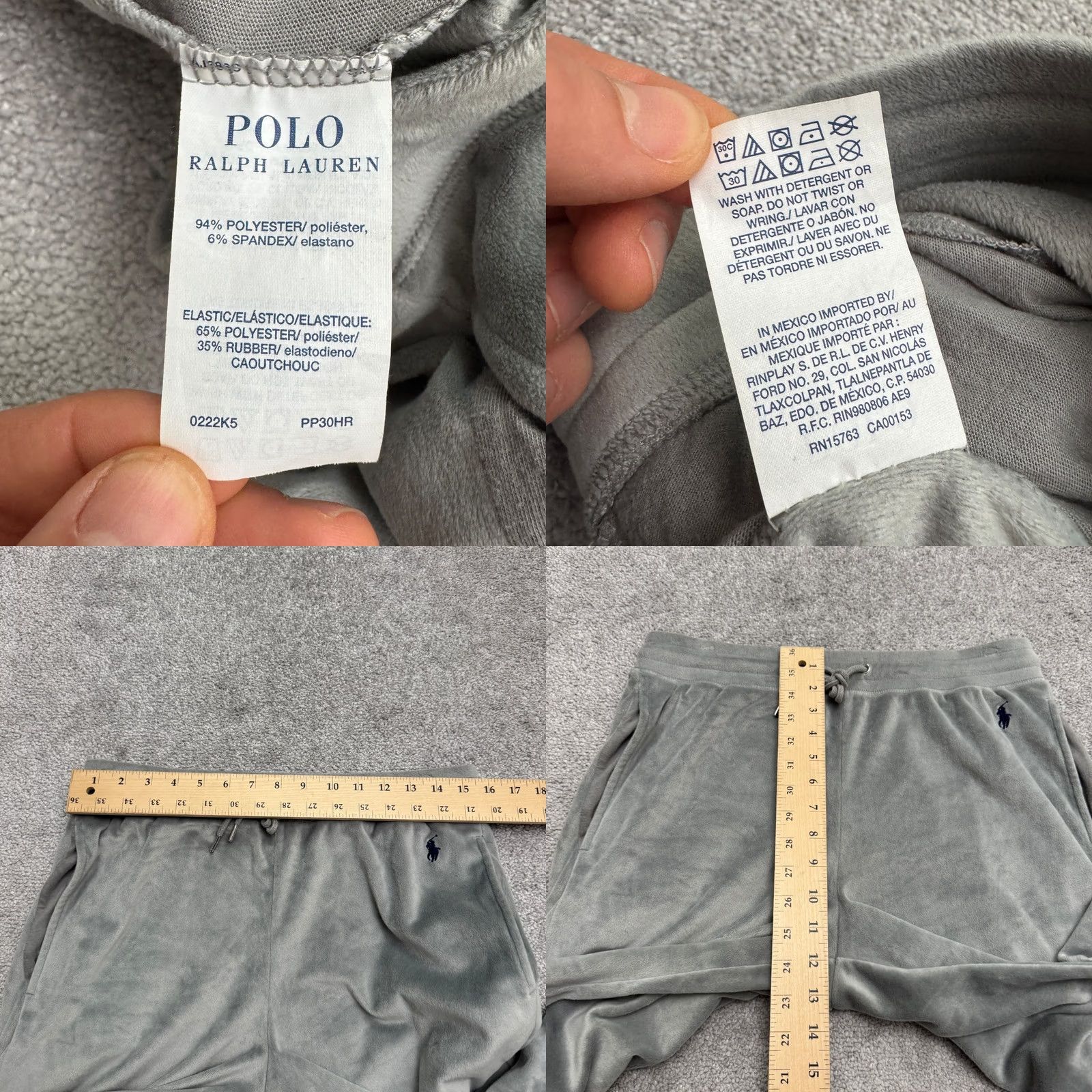 Polo Ralph Lauren Polo Ralph Lauren Velour Pajama Pants Mens Medium Gray Soft Lounge Drawstring Pockets Size US M / EU 48-50 / 2 - 8 Thumbnail