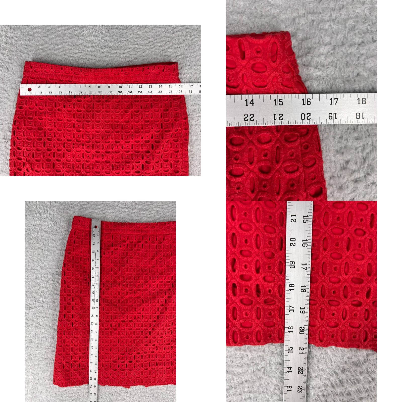 J.Crew VINTAGE J.CREW No. 2 Pencil Skirt Womens 4 Red Floral Eyelet Cotton High Rise Pockets Size 27" / US 4 / IT 40 - 8 Thumbnail