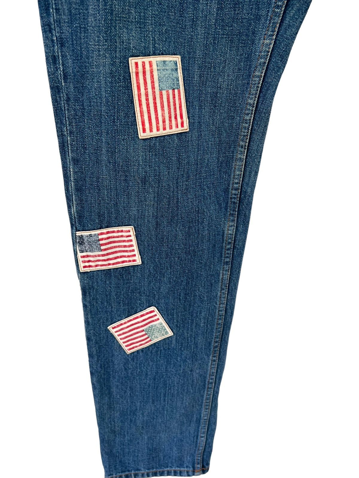 Vintage Kaneko Isao Japan USA Flag Patches Denim Jeans