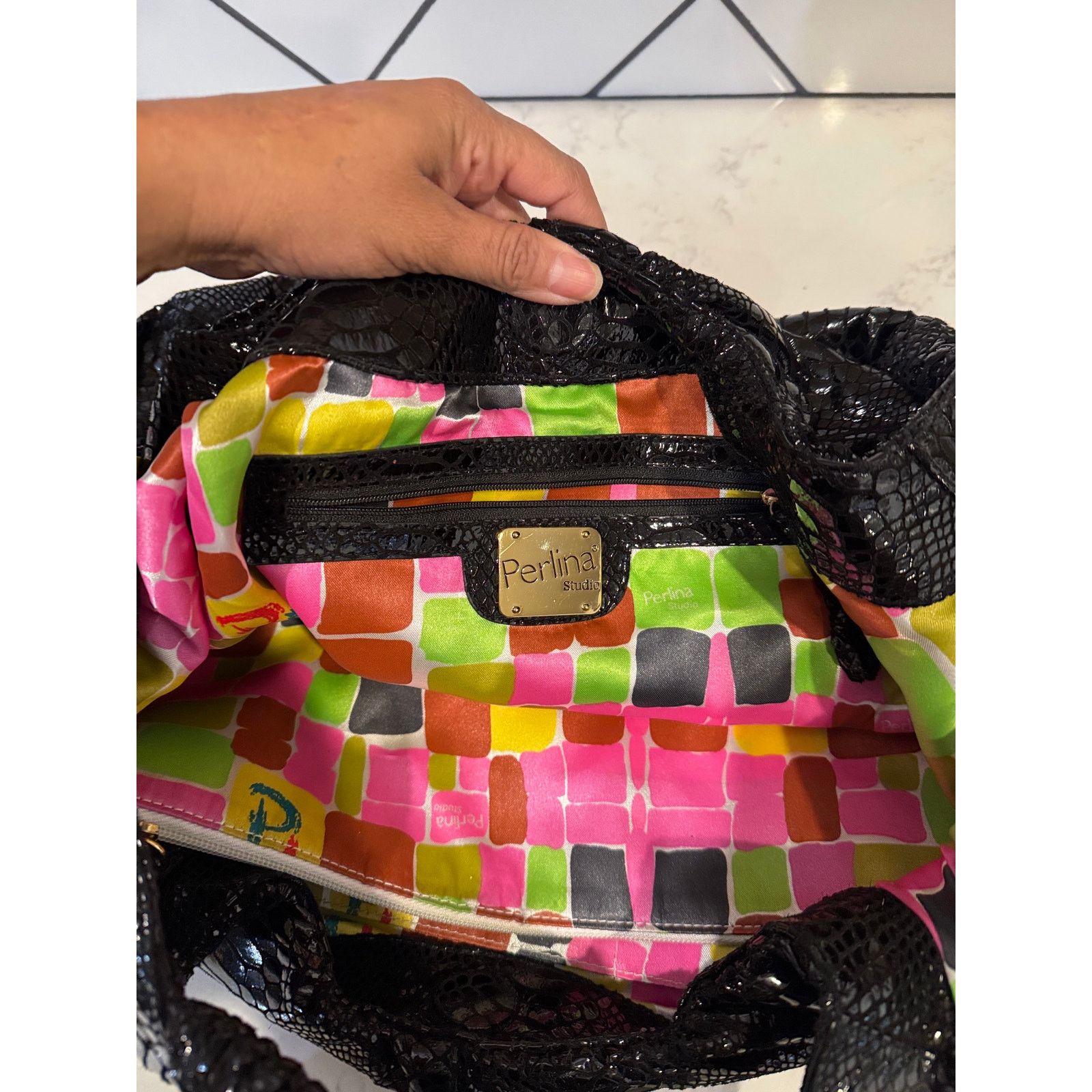 Other Vintage Perlina Y2K black snake skin leather large hobo bag Size ONE SIZE - 15 Thumbnail