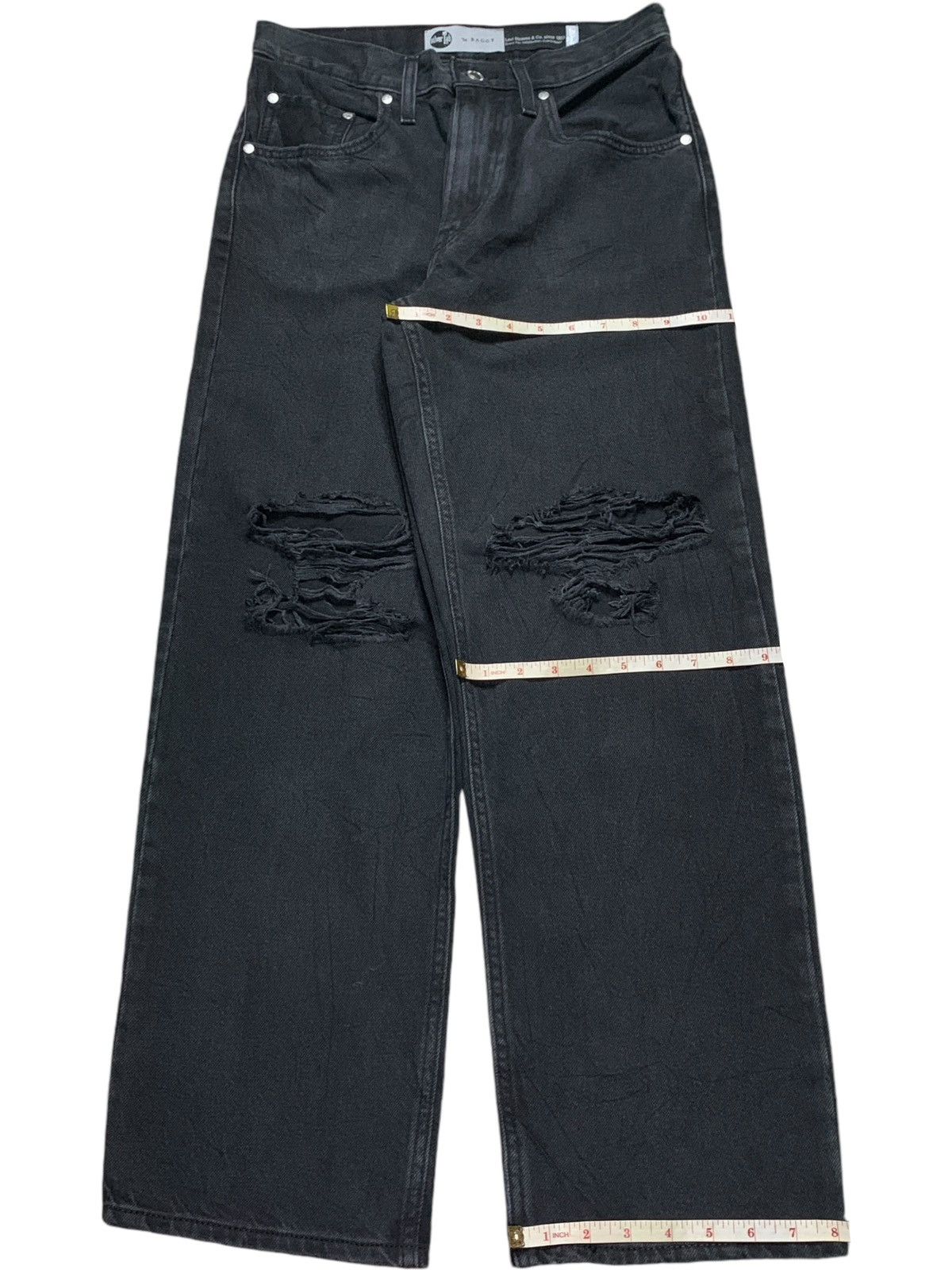 Levi's Levis Baggy Silver Tab Distressed Ripped Black Jeans Size 29" - 16 Thumbnail