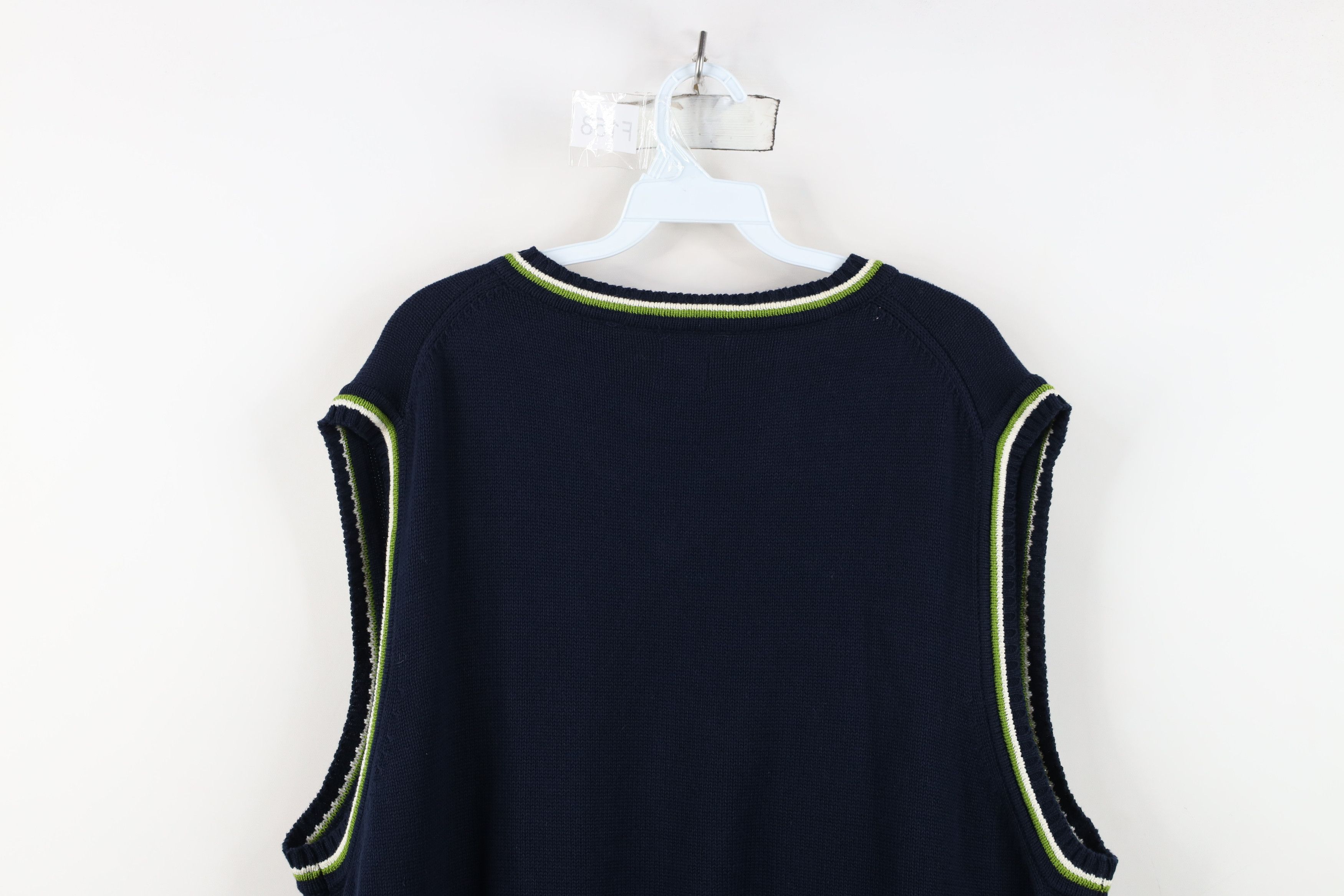 Gap Vintage 90s Gap Striped Cotton Knit V-Neck Sweater Vest Blue Size US XL / EU 56 / 4 - 8 Thumbnail