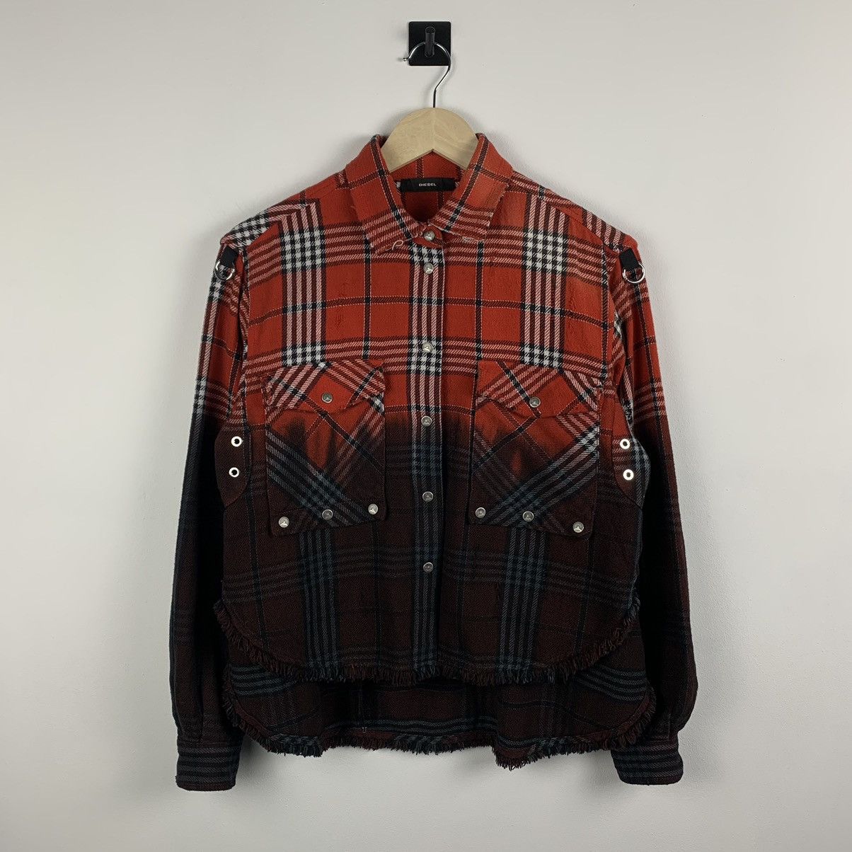 Diesel Diesel Avant Garde Punk Blouse Shirt Plaid Multi Pocket Y2K Size S / US 4 / IT 40 - 1 Thumbnail