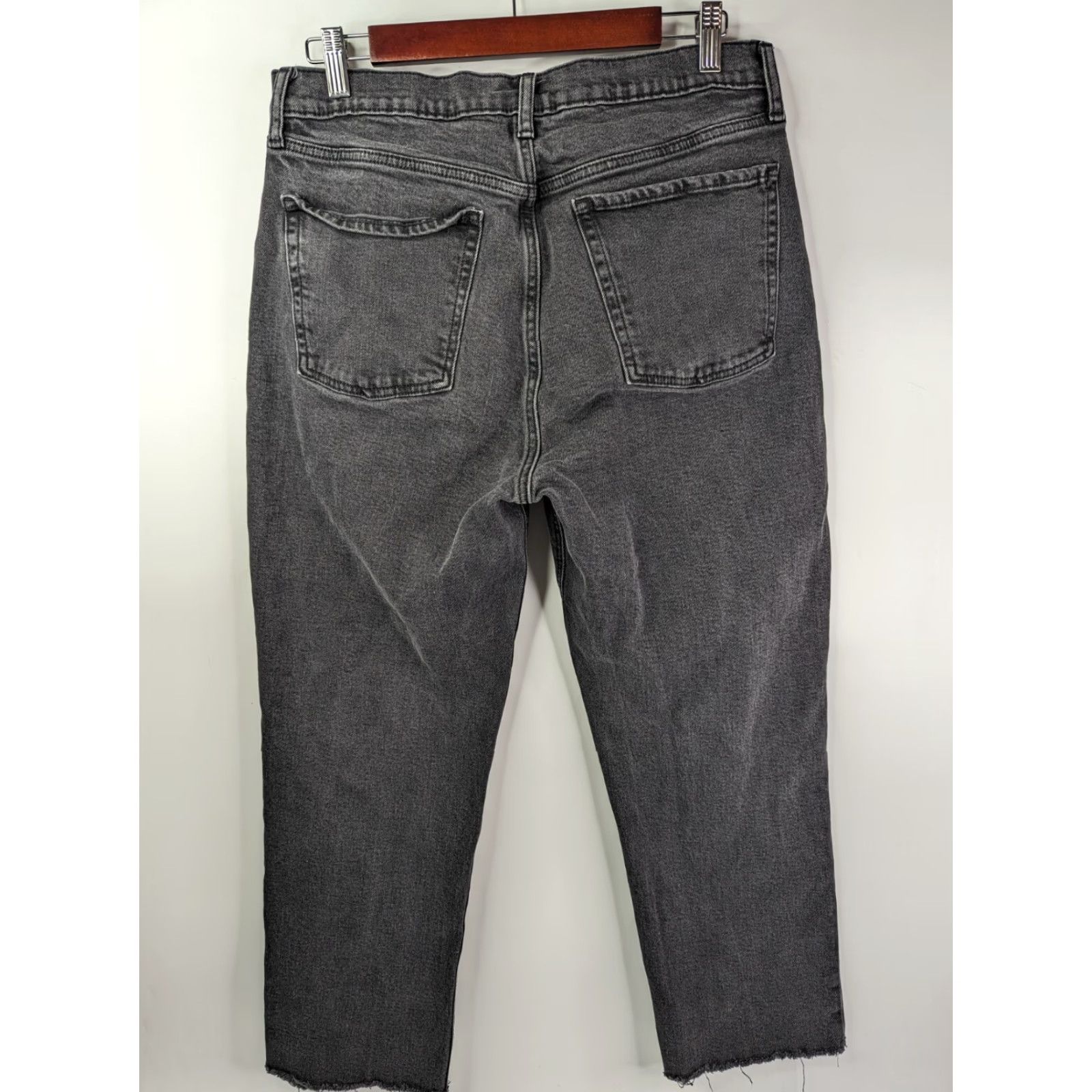 Old Navy Old Navy Jeans Women's 12 Black Lantern Ski Hi Straight Extra High Rise Raw Hem Denim Cotton Spandex 5-Pocket Design Button Zipper Regular Size 34" / US 12 / IT 48 - 4 Thumbnail