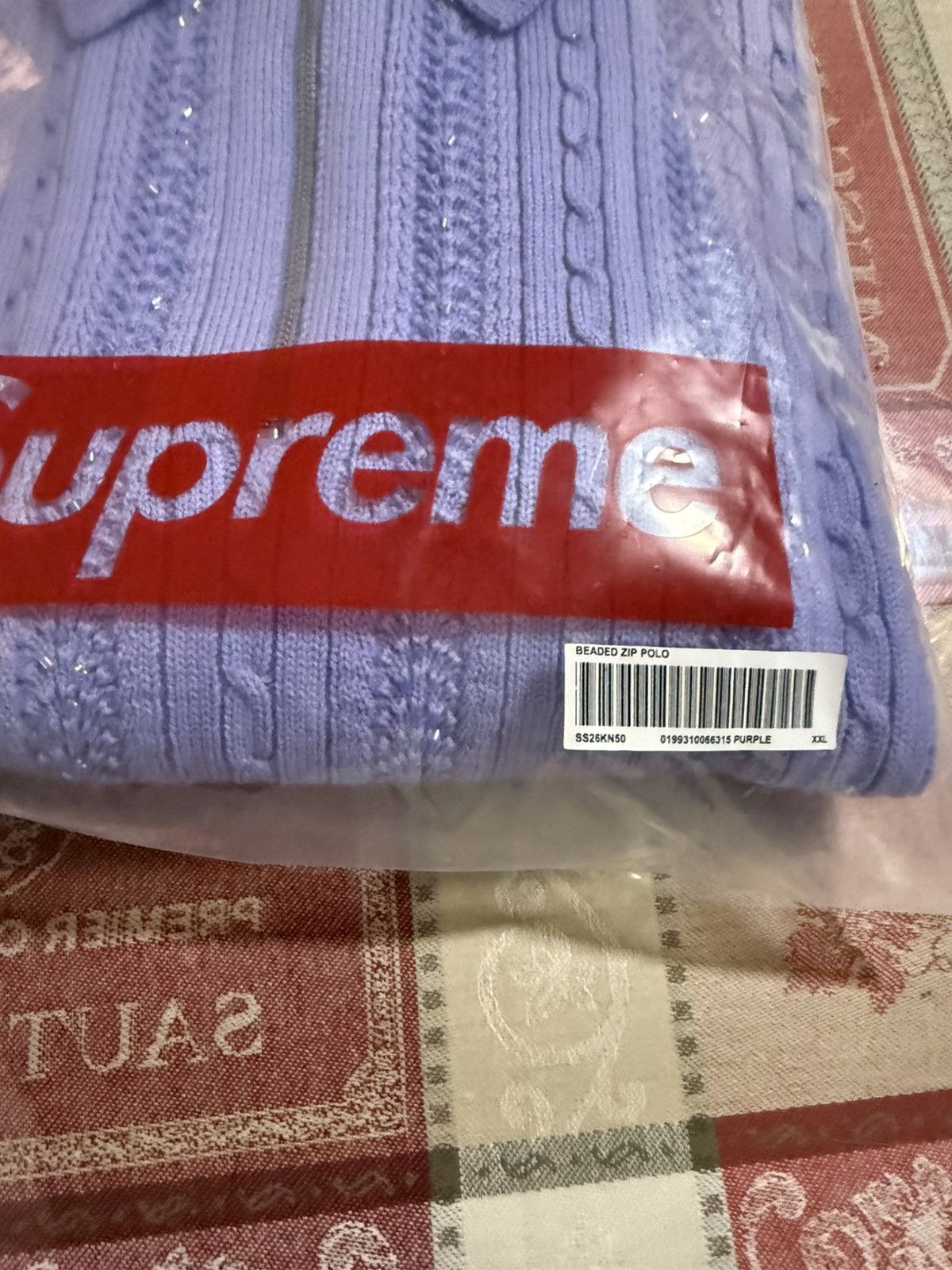 Supreme Supreme Beaded Zip Polo Size XXL Lavender SS26 Embroidered Size US XXL / EU 58 / 5 - 5 Thumbnail