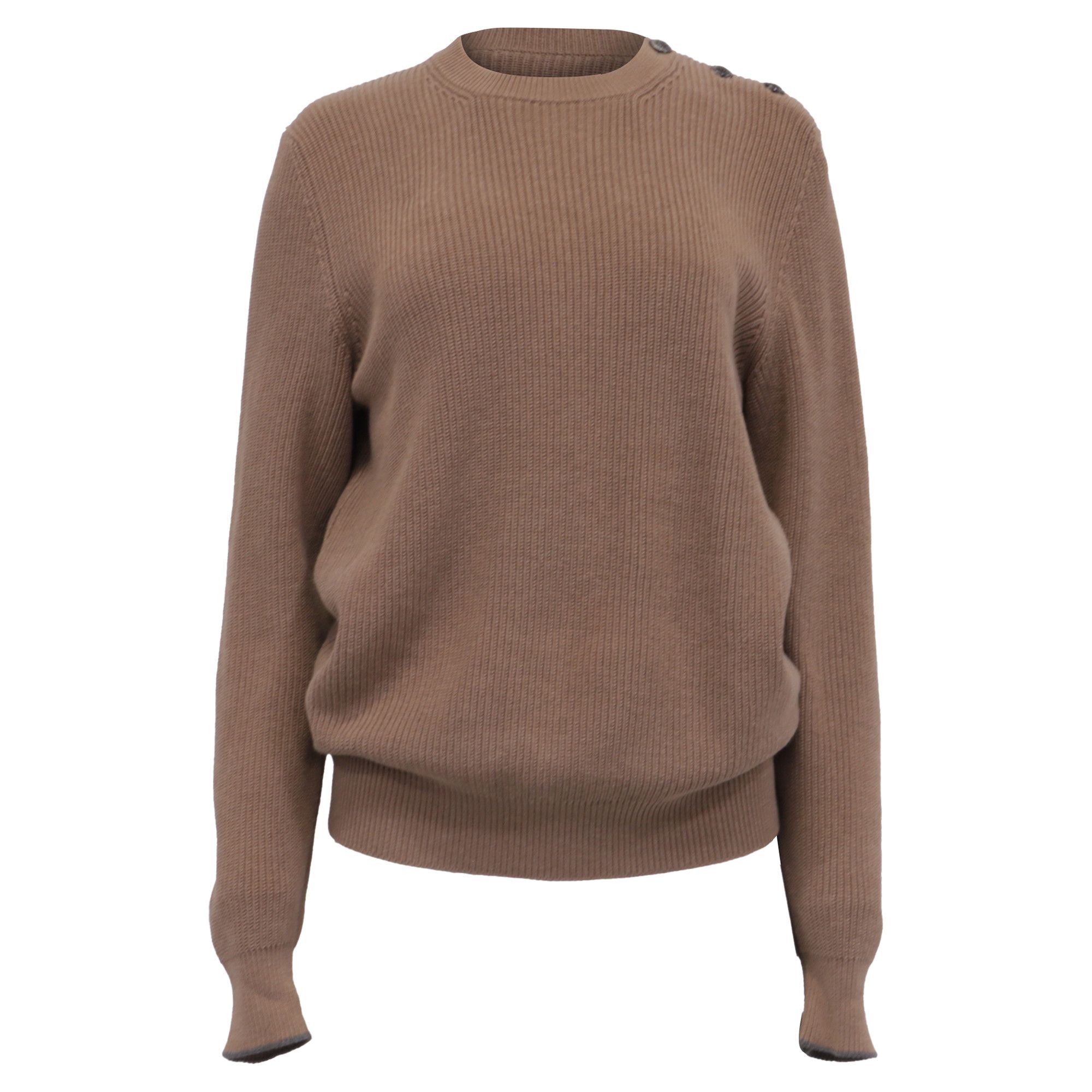 Brunello Cucinelli Brunello Cucinelli Knitted Crewneck Sweater in Brown Cotton Size US M / EU 48-50 / 2 - 1 Thumbnail