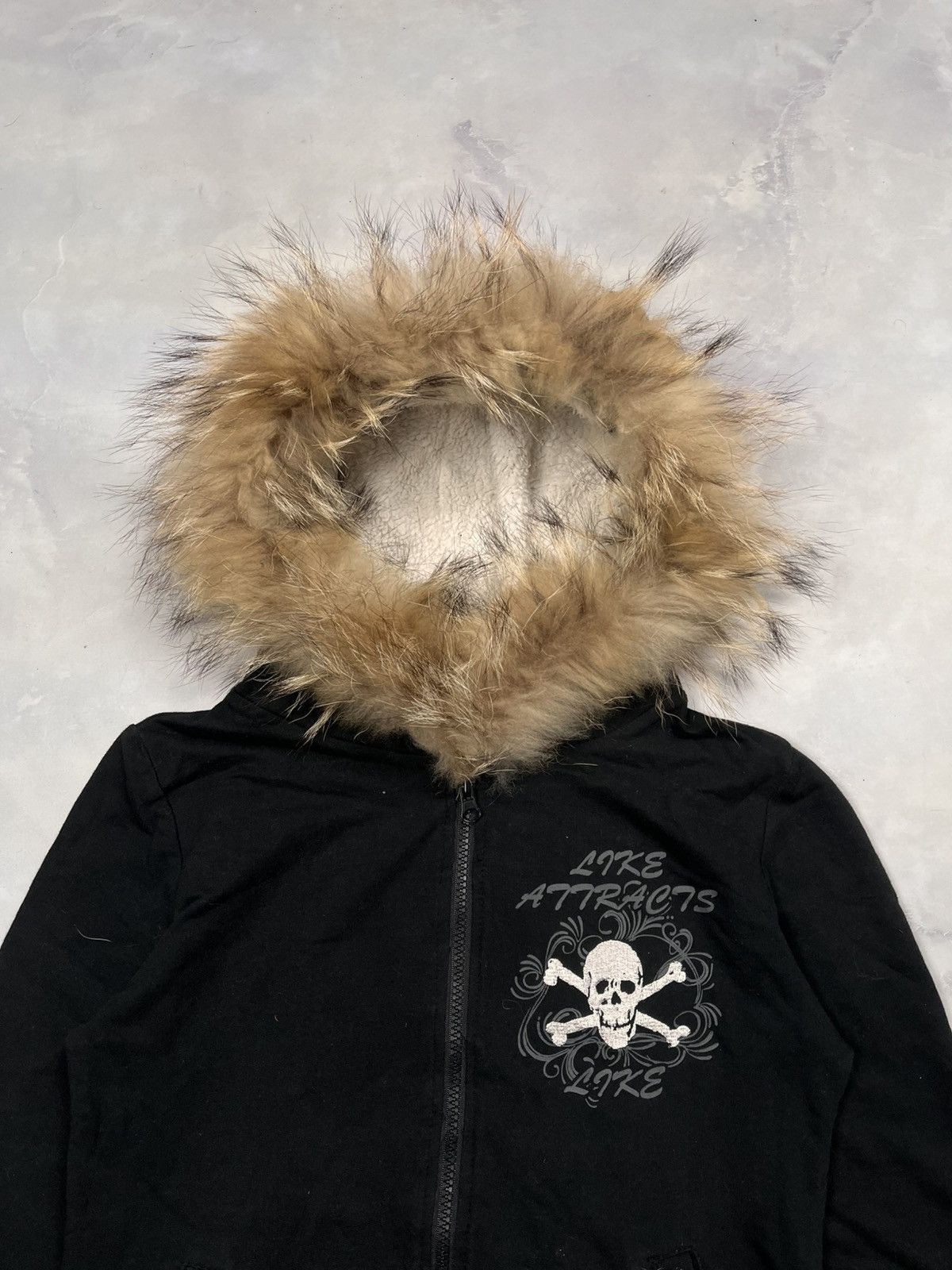 Japanese Brand Faux Fur Skull Hoodie M.K.R Size US S / EU 44-46 / 1 - 3 Thumbnail