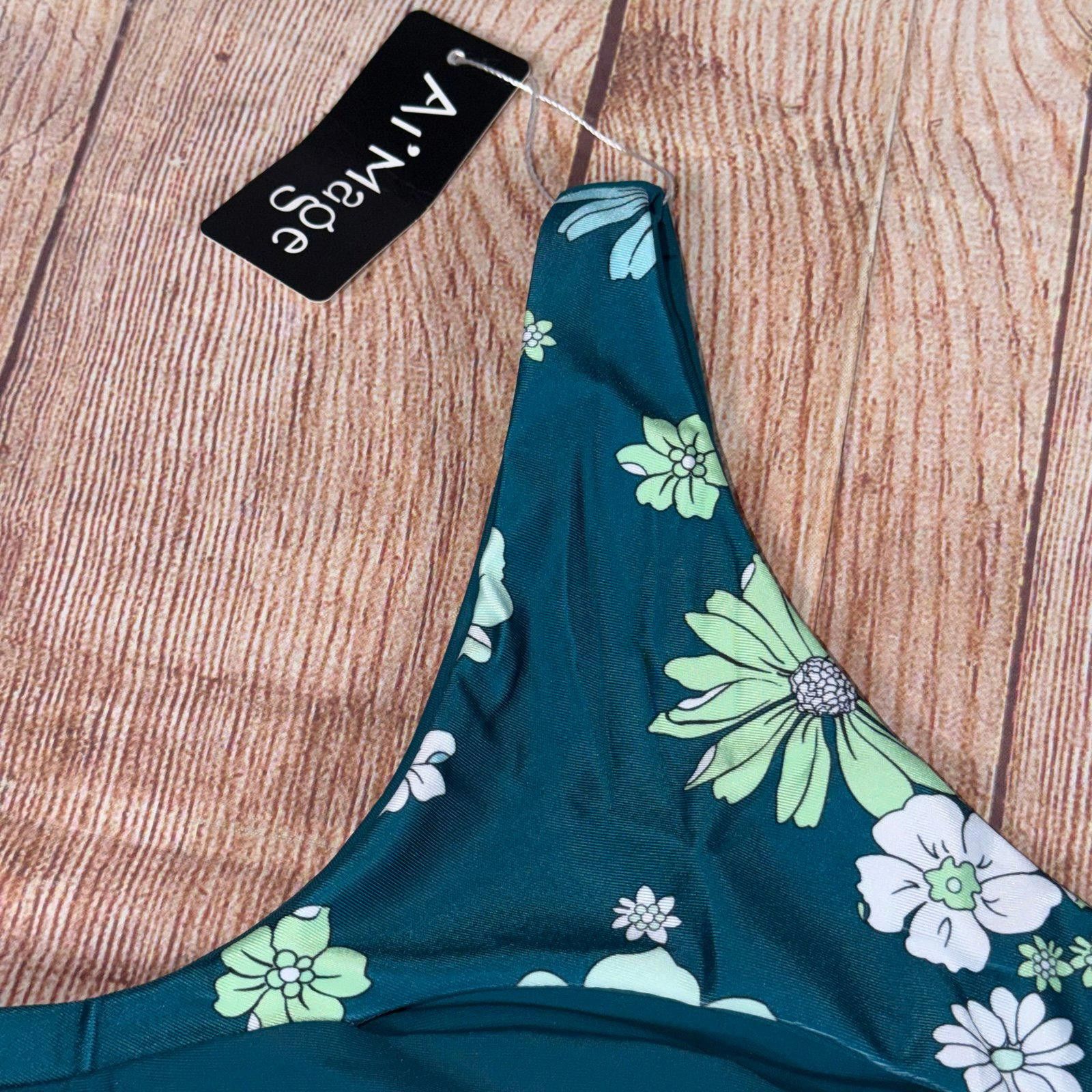 Other Aimage Large One-Shoulder Floral Bikini Top NWT Size ONE SIZE - 2 Thumbnail