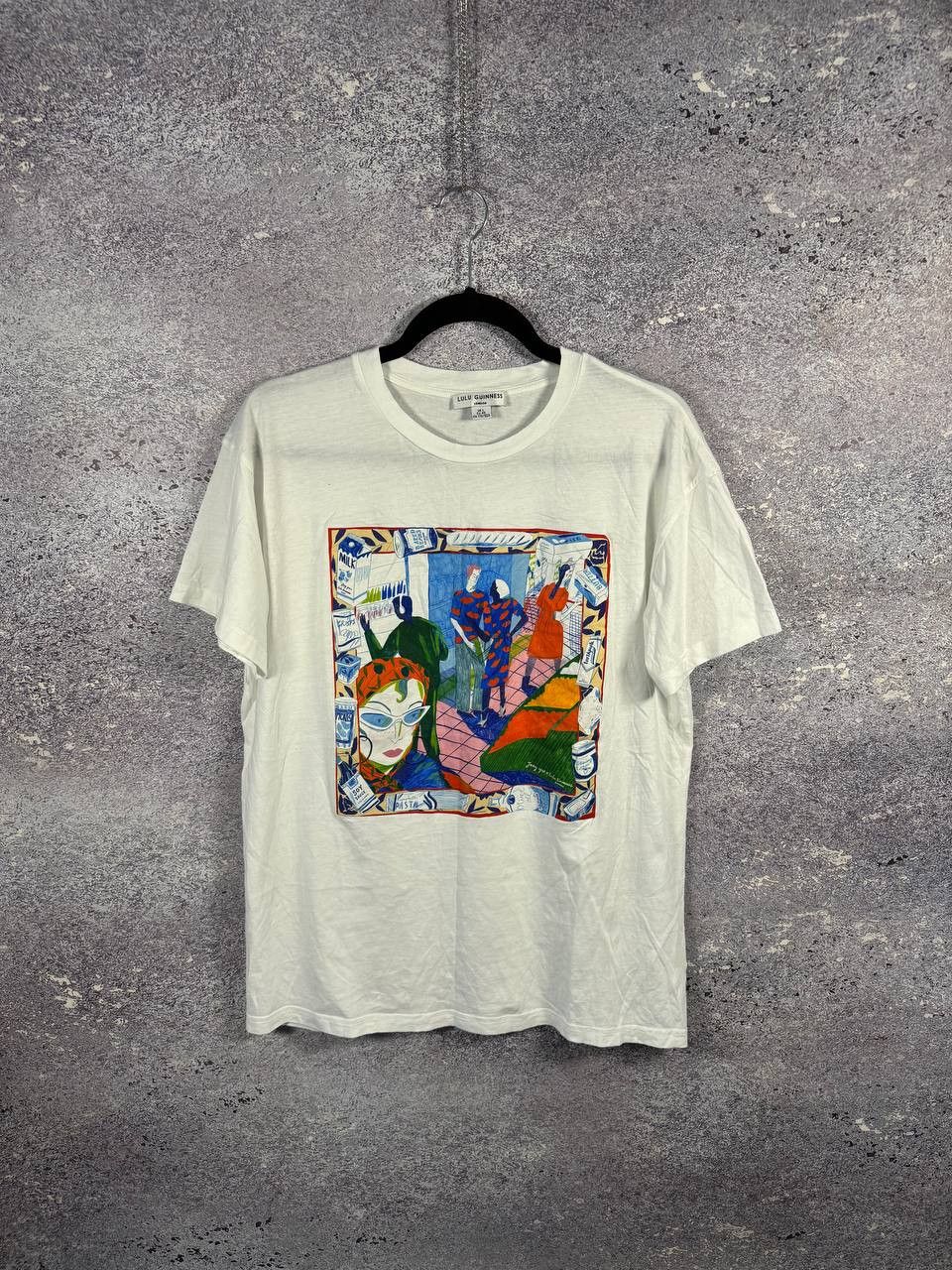 Designer × Japanese Brand × Vintage Lulu Guinness Cartoon Printed White T-Shirt Oldmoney Size L / US 10 / IT 46 - 1 Thumbnail