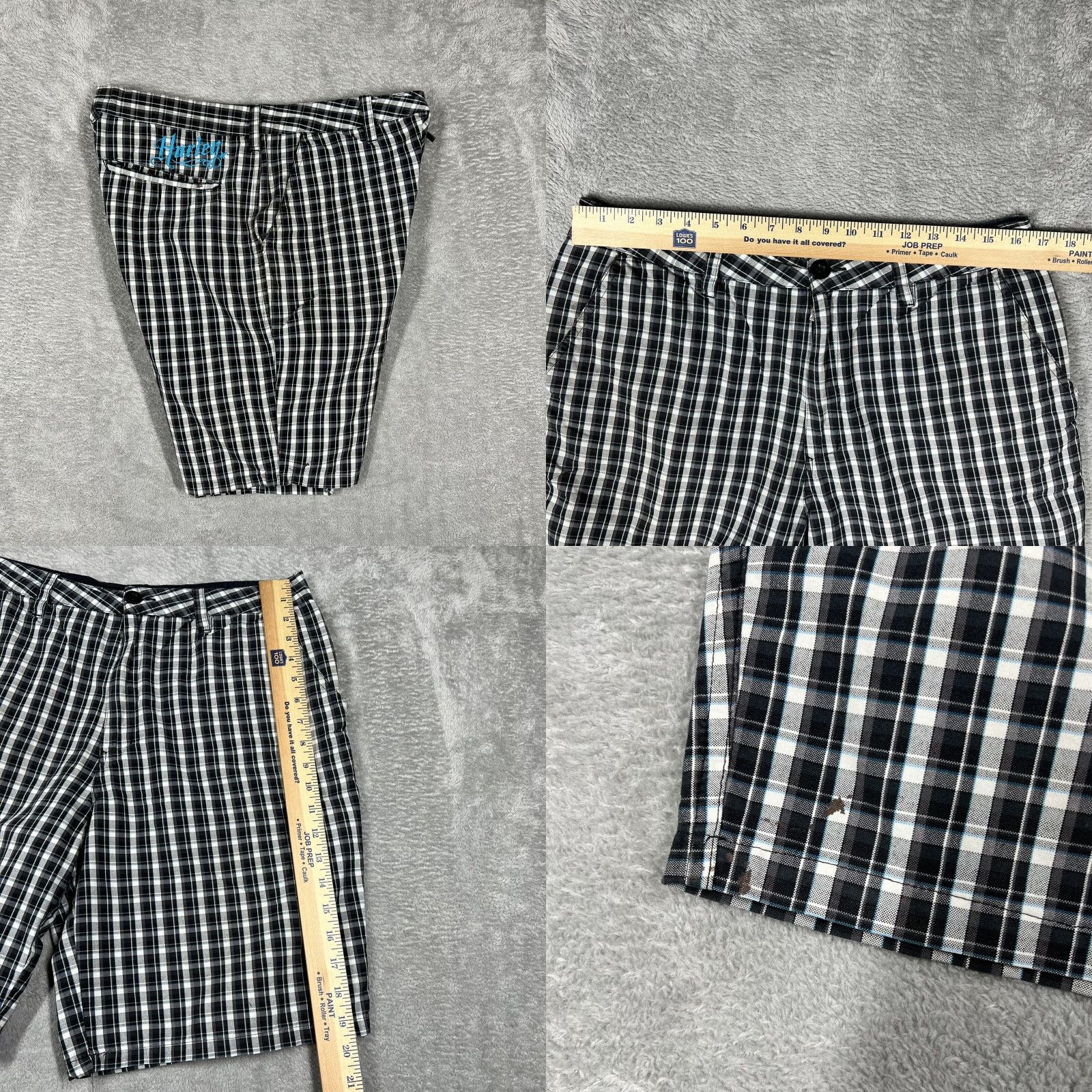Hurley Hurley Shorts Men's 33 Black White Checkered Plaid Chino Flat Front - SEE PHOTOS Size US 33 - 9 Thumbnail