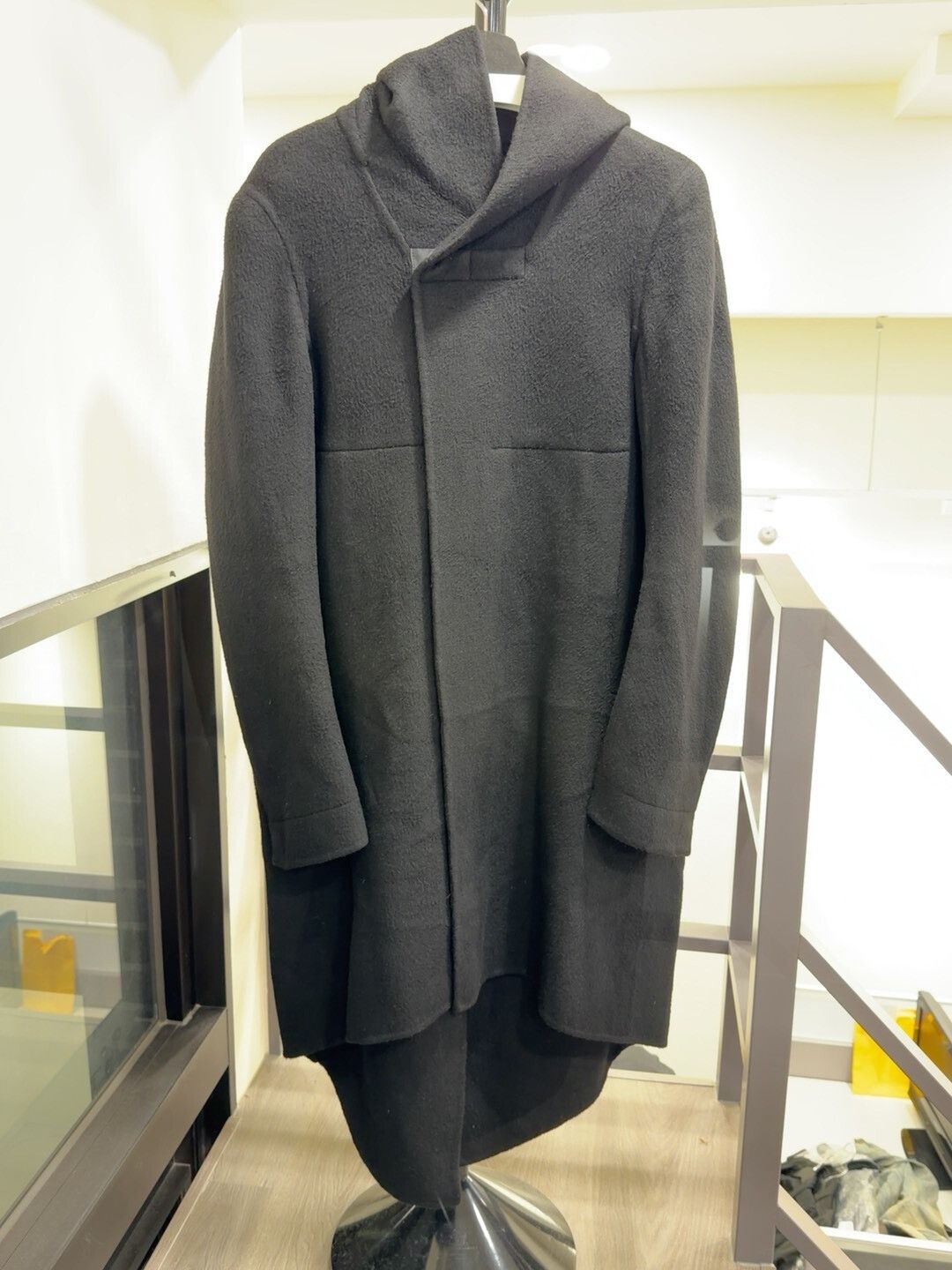 Rick Owens Drkshdw Rick Owens Black Wool Hooded Coat Size US S / EU 44-46 / 1 - 1 Thumbnail