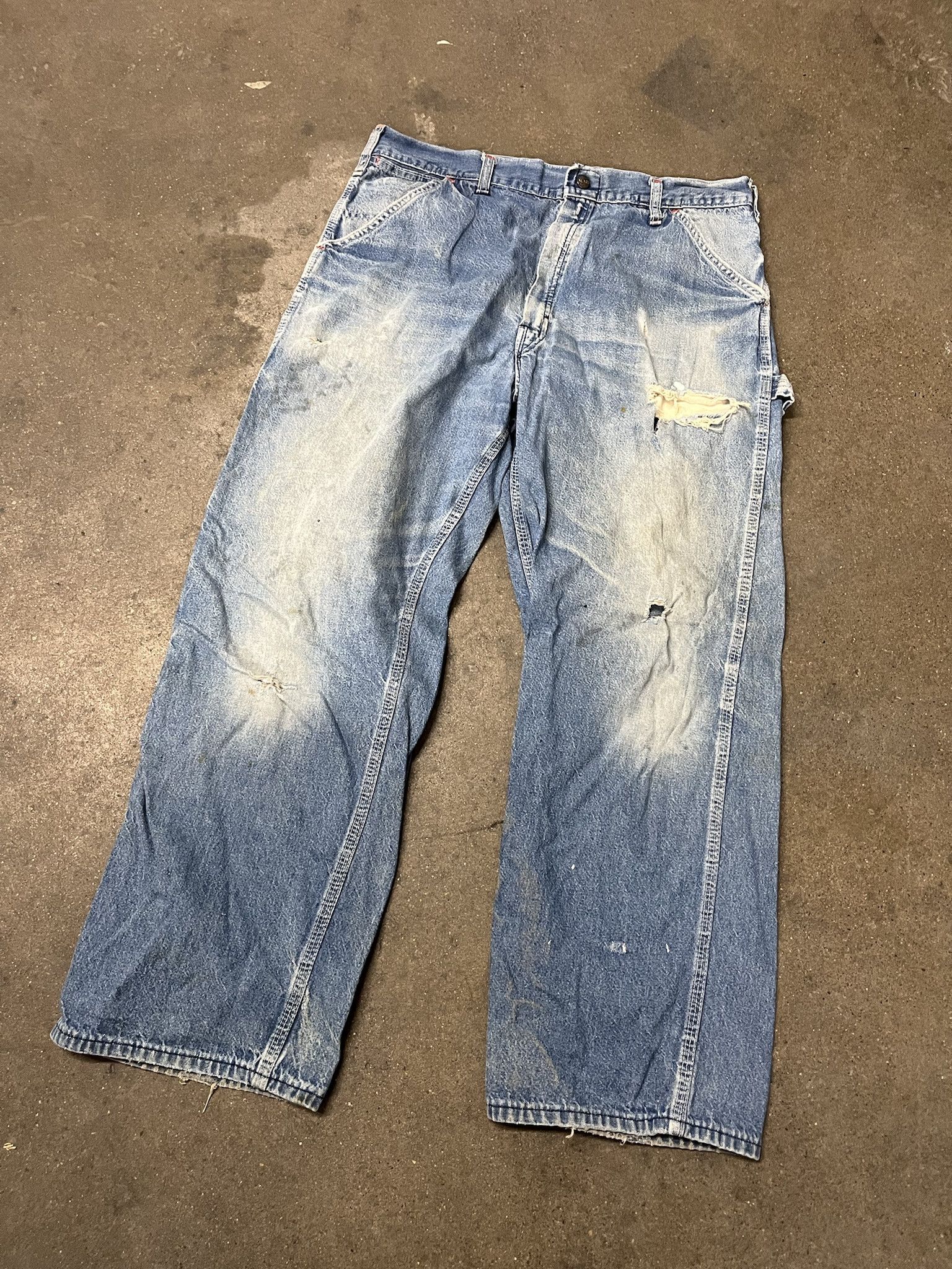 Vintage × Woolrich Woolen Mills Vintage 1980s Sears Distressed Denim Jeans Size 35 Size US 35 - 1 Thumbnail