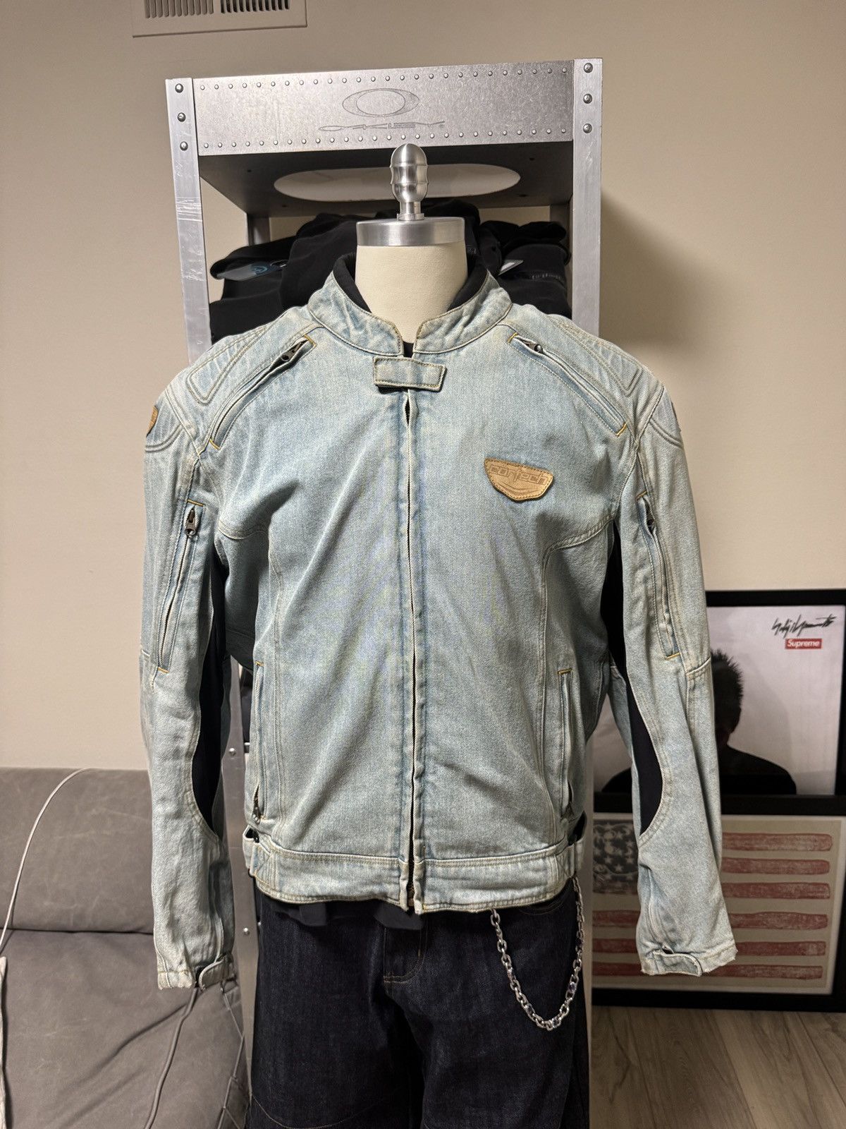 Vintage Cortech DSX Denim Motorcycle Padded Riding Jacket