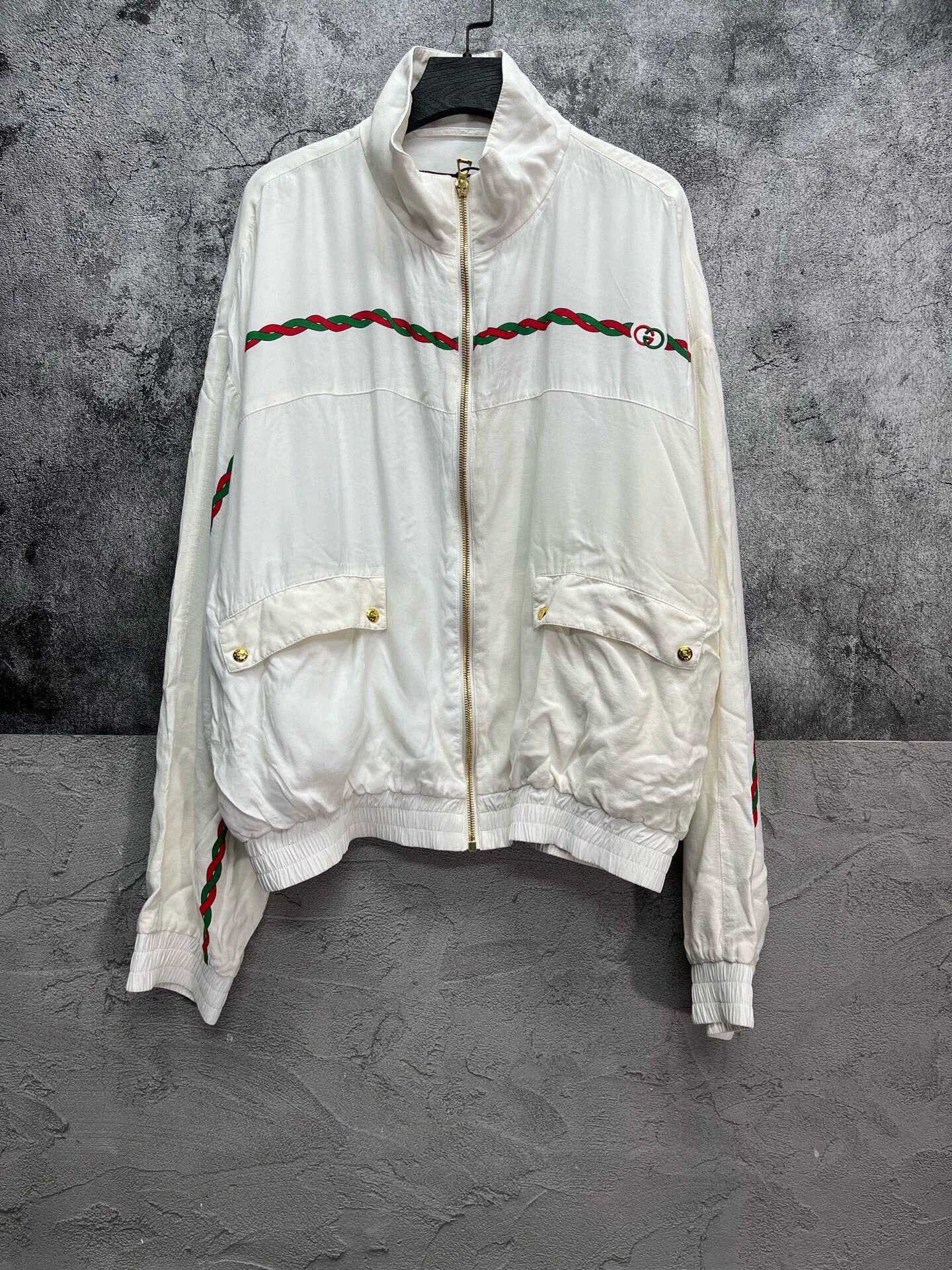 Gucci GUCCI Red Green Stripe Gold Button Jacket 50 Size US M / EU 48-50 / 2 - 1 Thumbnail