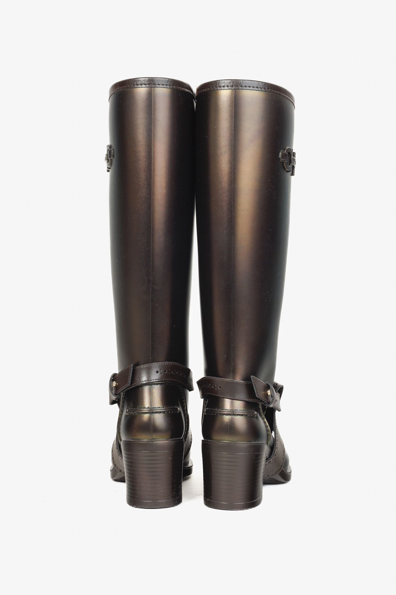 Salvatore Ferragamo Salvatore Ferragamo Tahla Iridescent Rubber High Rain Boots Size US 5 / IT 35 - 3 Thumbnail