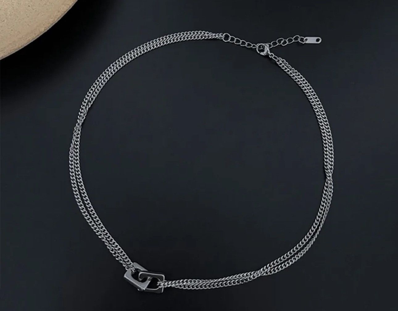 Jewelry Double Block Lock Necklace Size ONE SIZE - 6 Thumbnail