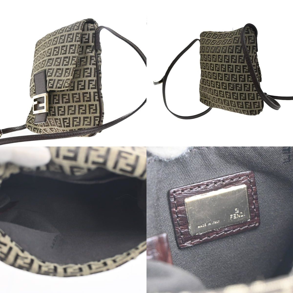 Fendi Fendi Zucchino Canvas Vintage Flap Crossbody Bag Brown Size ONE SIZE - 3 Thumbnail