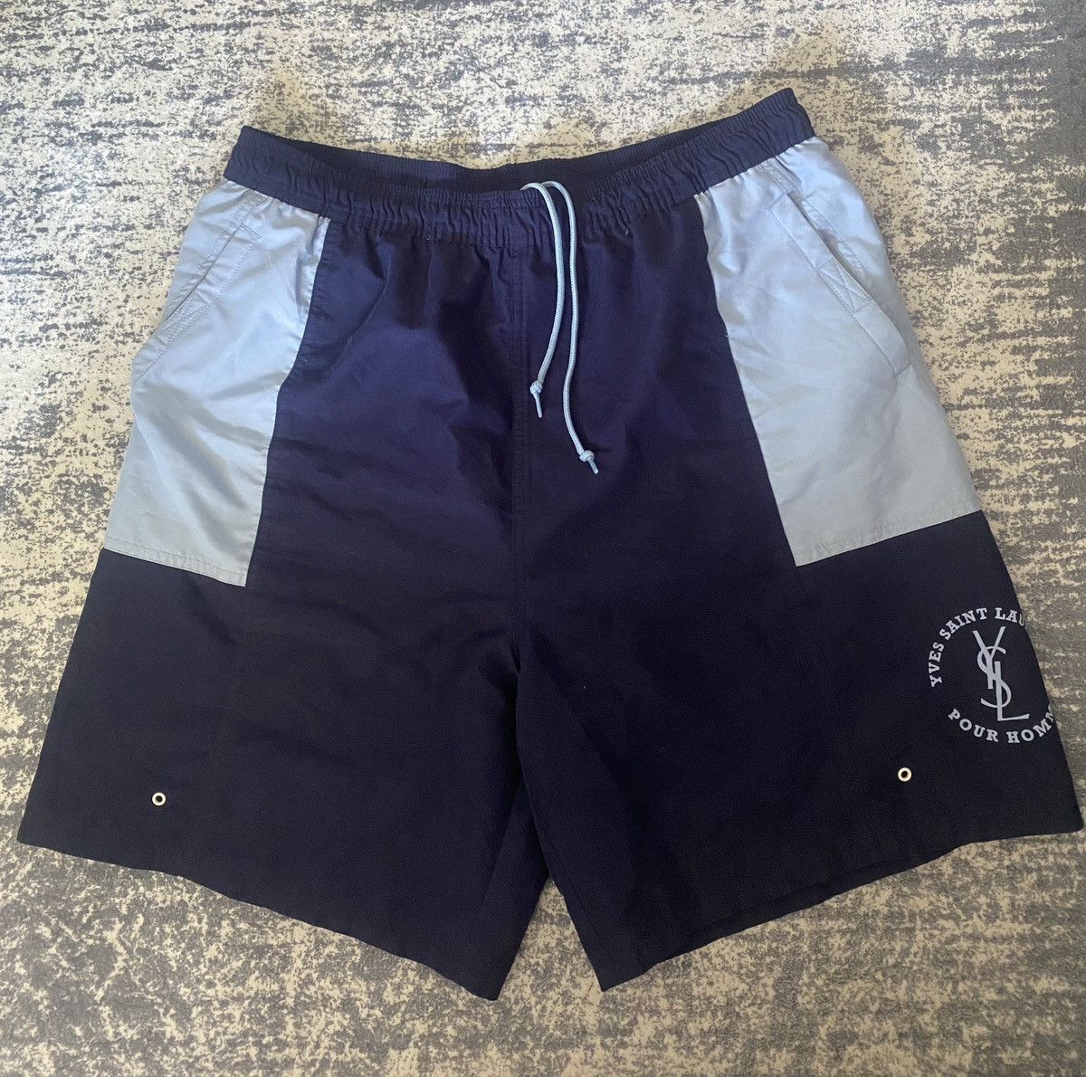 Yves Saint Laurent Yves Saint Laurent Shorts Logo Pants Blue Size US 32 / EU 48 - 1 Thumbnail