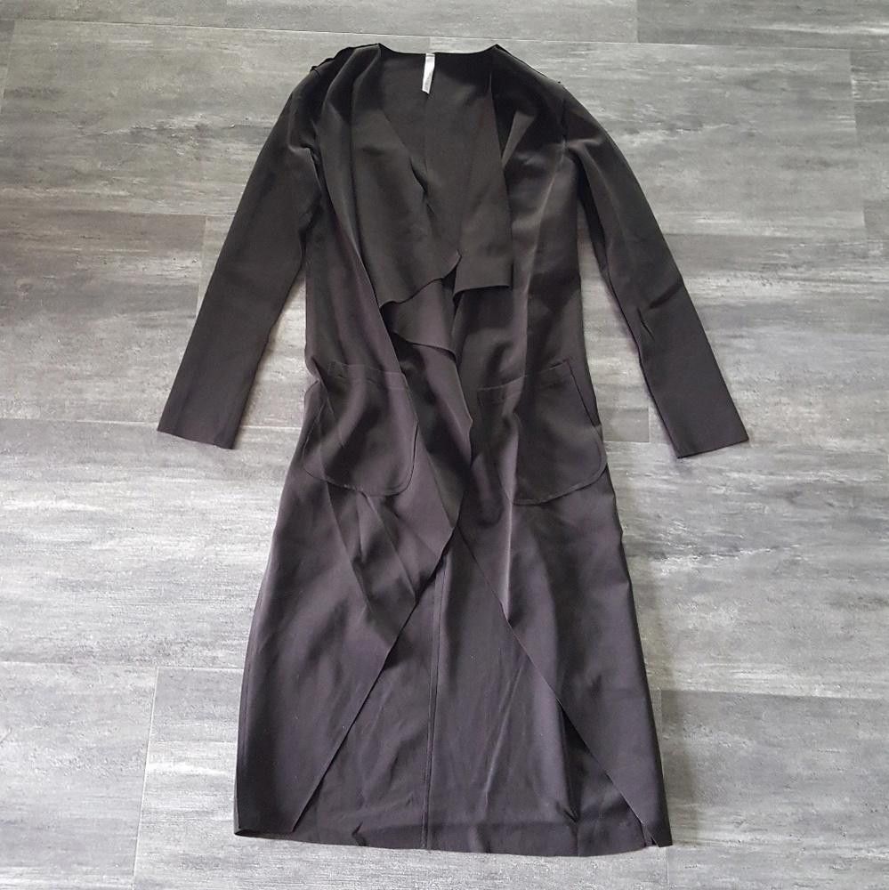 Designer Black Pocket Detailed Long Dressy Duster Size M / US 6-8 / IT 42-44 - 1 Thumbnail