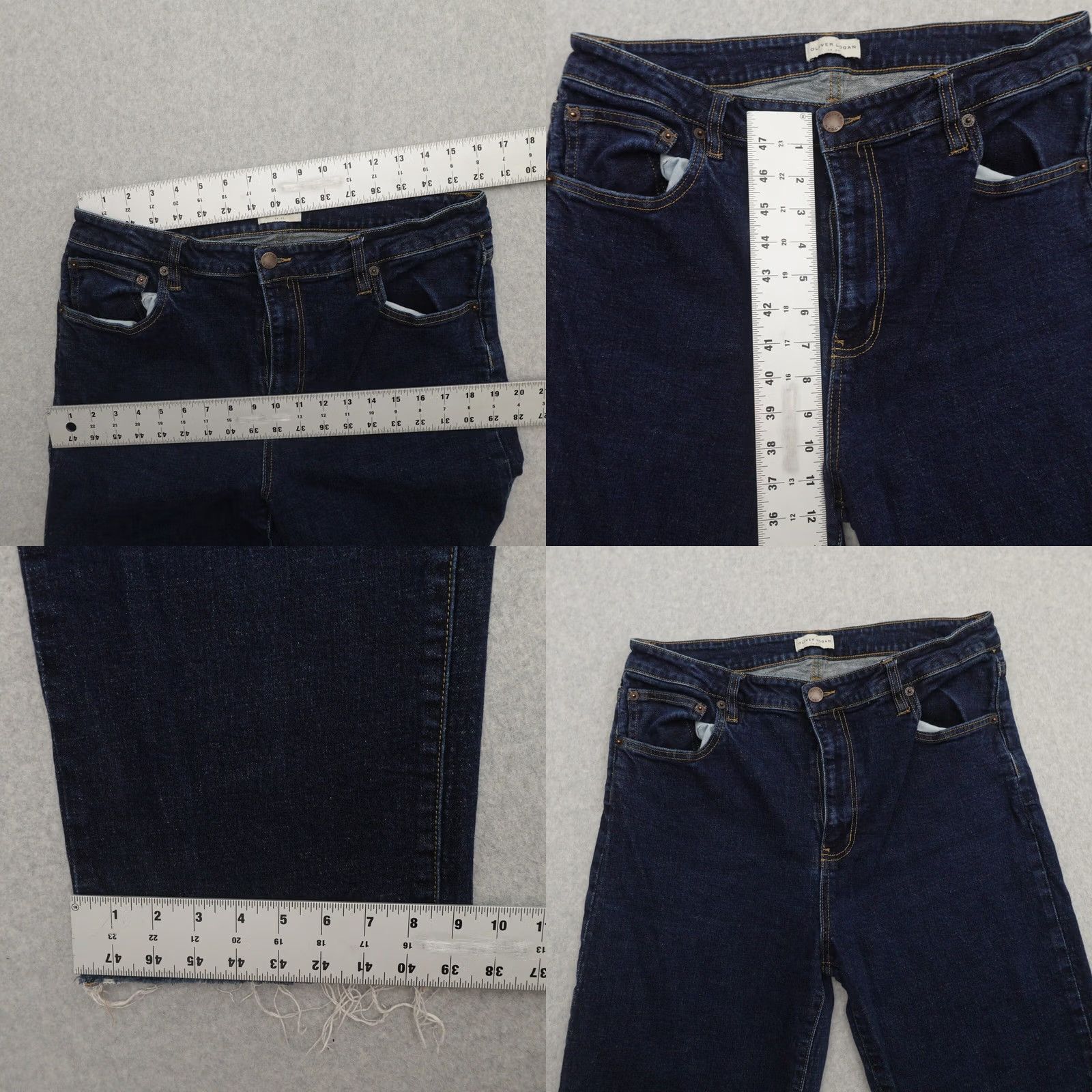 Olive Oliver Logan Jeans Womens 33 (33X26) Aberdeen Wide-Leg Crop Dark Wash Blue 33 Regular Size 24" / US 00 / IT 34 - 8 Thumbnail
