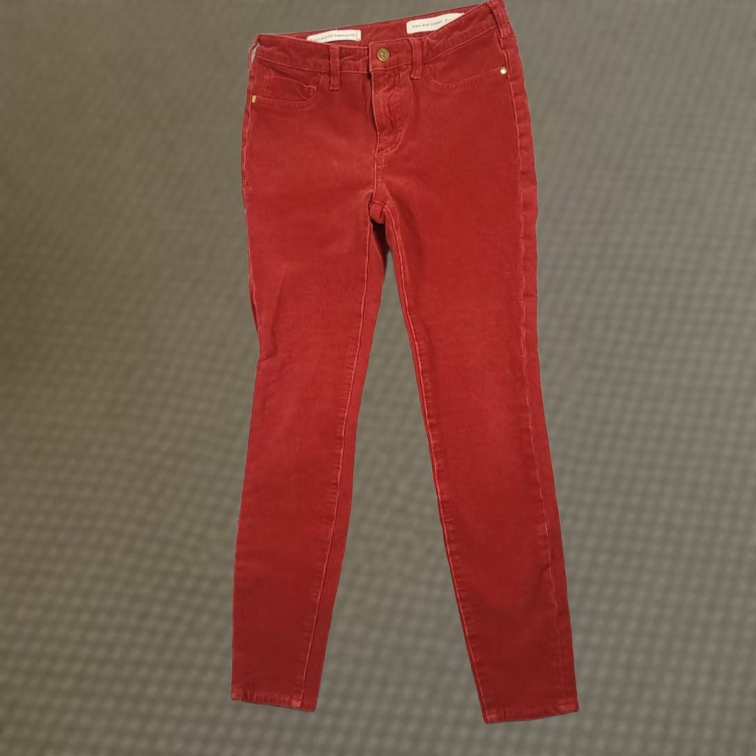 Vintage Pilcro And The Letterpress High Rise Skinny Corduroy Pants Womens 26 Red Size 26" / US 2 / IT 38 - 1 Thumbnail