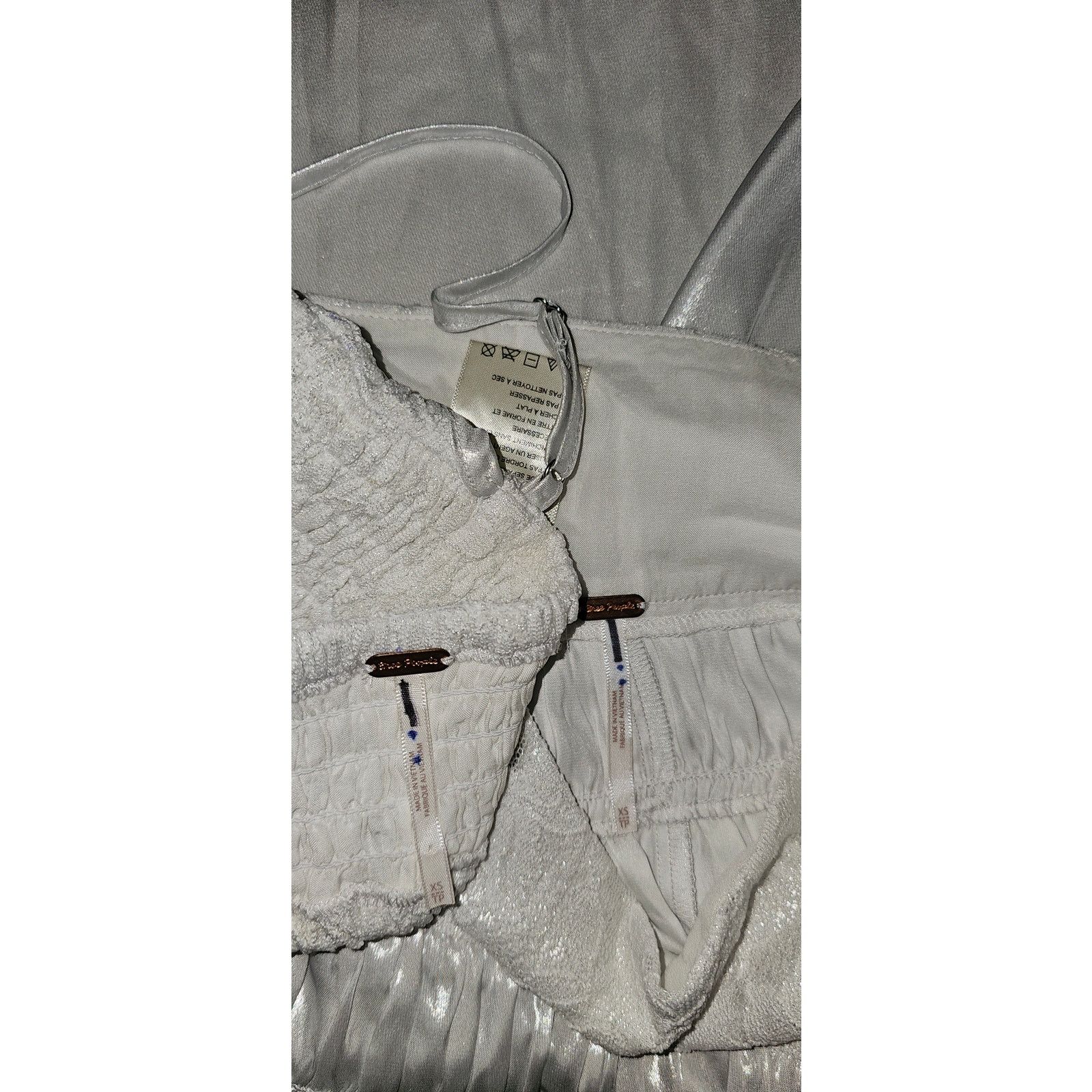 Free People New Free People Aster Set $198 X-SMALL Ivory Metallic Silver Size 26" / US 2 / IT 38 - 7 Thumbnail