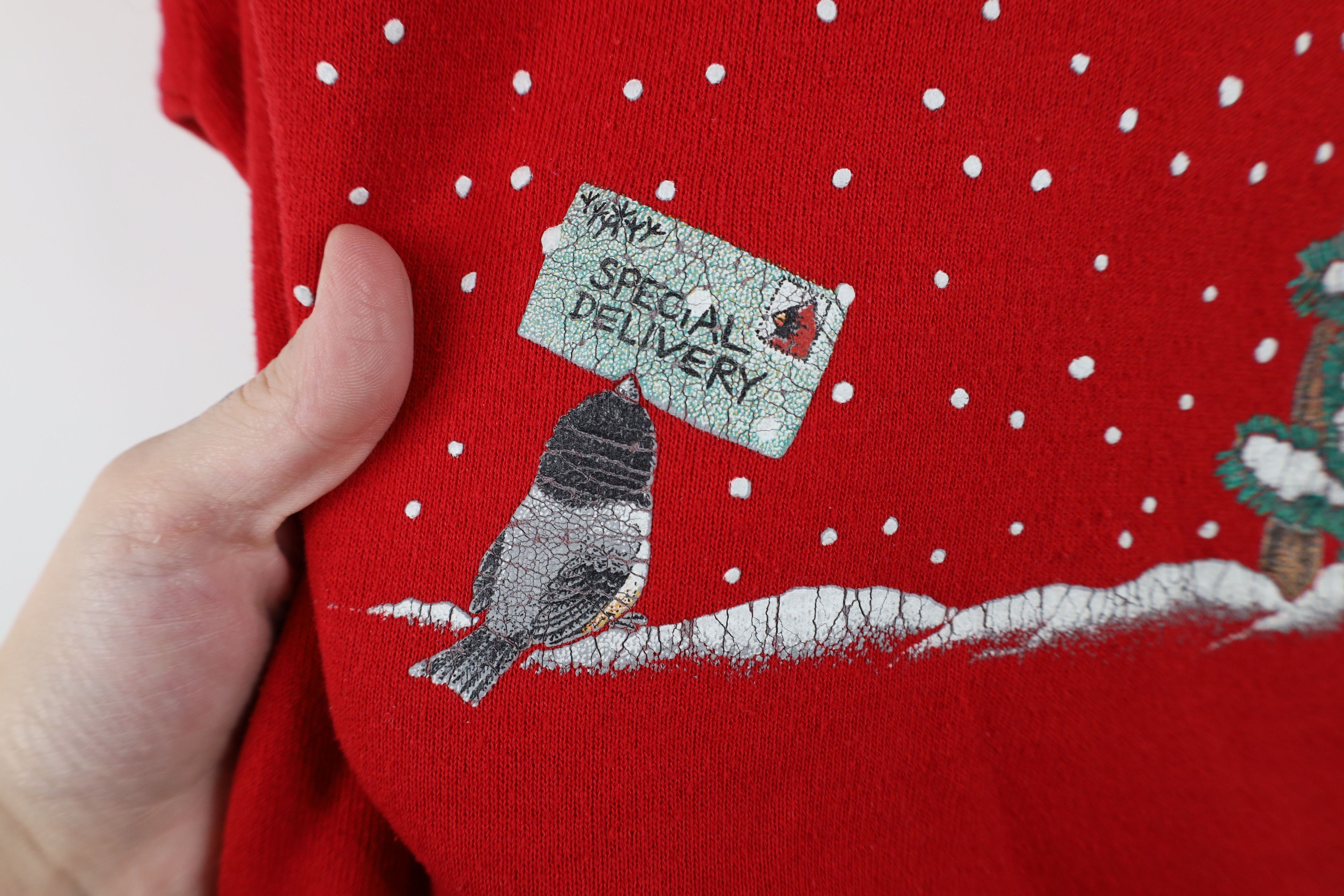 Vintage Vintage 90s Streetwear Winter Snow Birds Sweatshirt Red USA Size M / US 6-8 / IT 42-44 - 6 Thumbnail