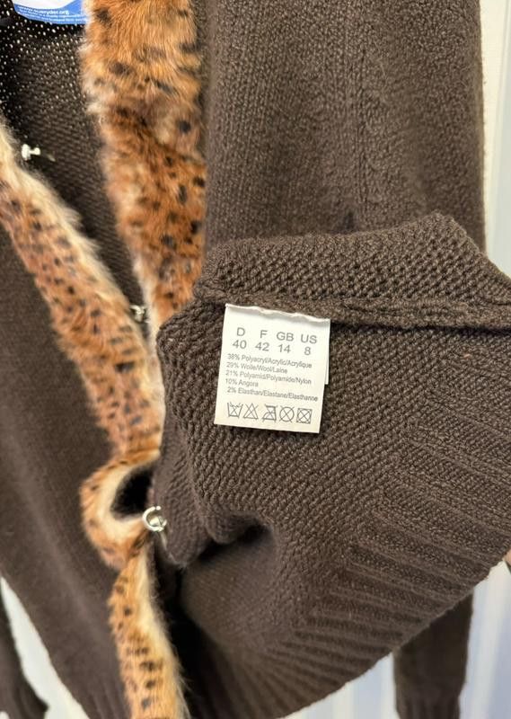 Other Brown jumper with leopard fur trim US sz 8 brand Olsen Size M / US 6-8 / IT 42-44 - 3 Thumbnail