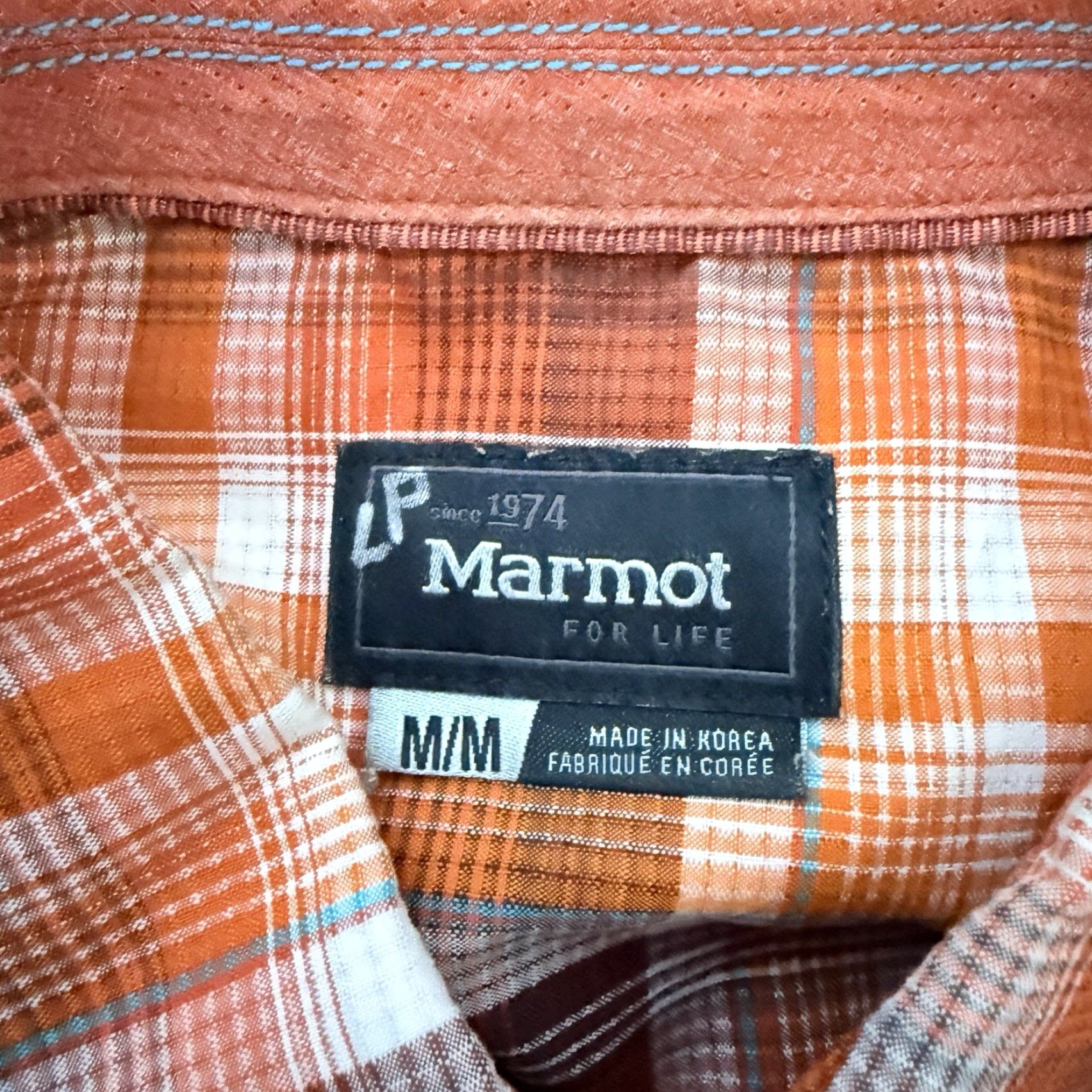 Marmot Marmot Shirt Orange Plaid Short Sleeve Button-Down Mens Size M Size US M / EU 48-50 / 2 - 4 Thumbnail