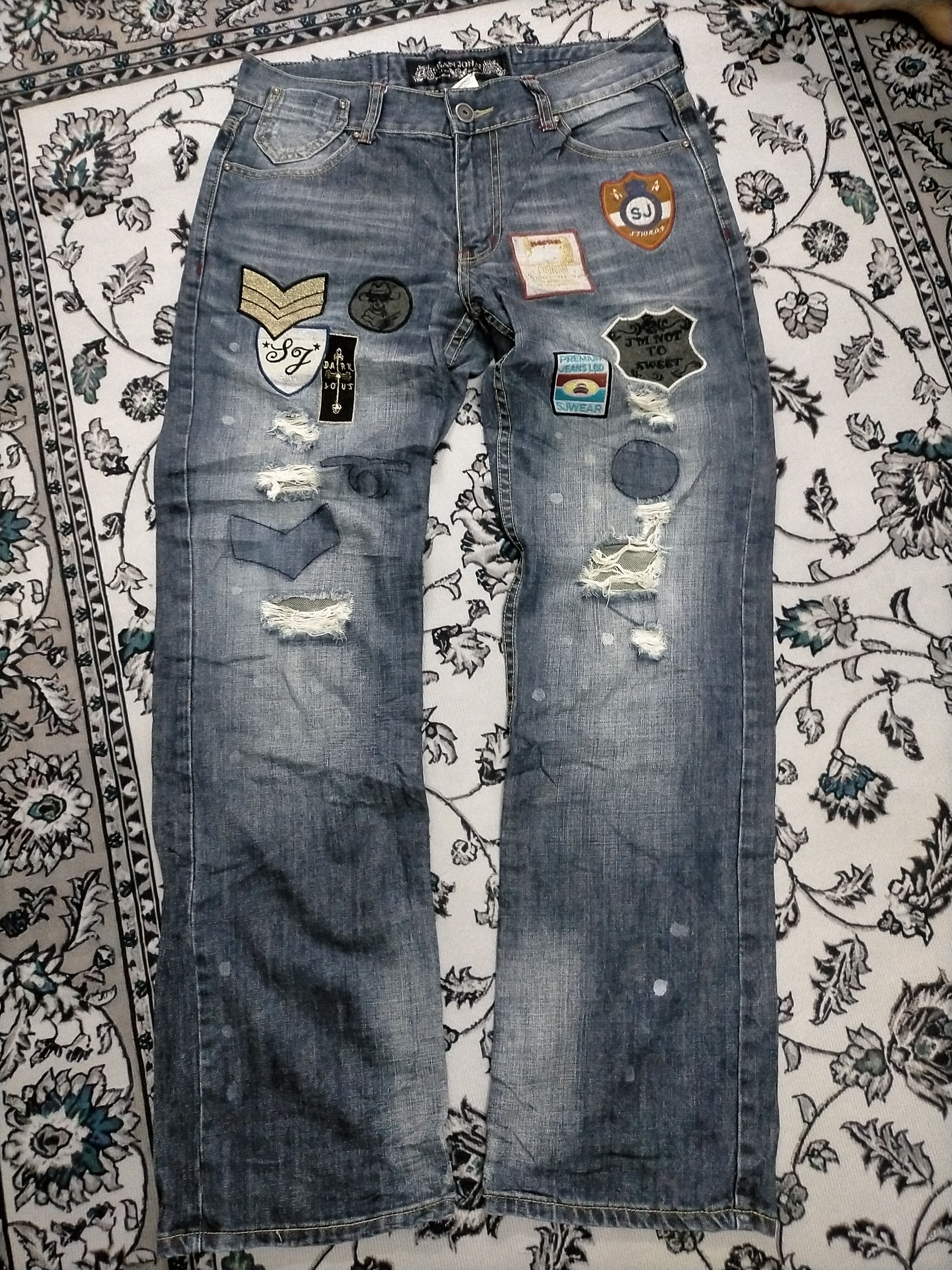 If Six Was Nine × Japanese Brand × Sean John Rare Sean John Distressed Washed Flare Jeans Size US 33 - 1 Thumbnail