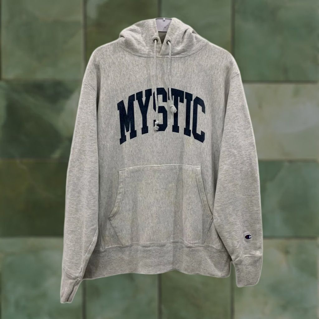 Champion VINTAGE Champion Reverse Weave Hoodie Men's XL Gray Mystic Spellout Size US XL / EU 56 / 4 - 1 Thumbnail