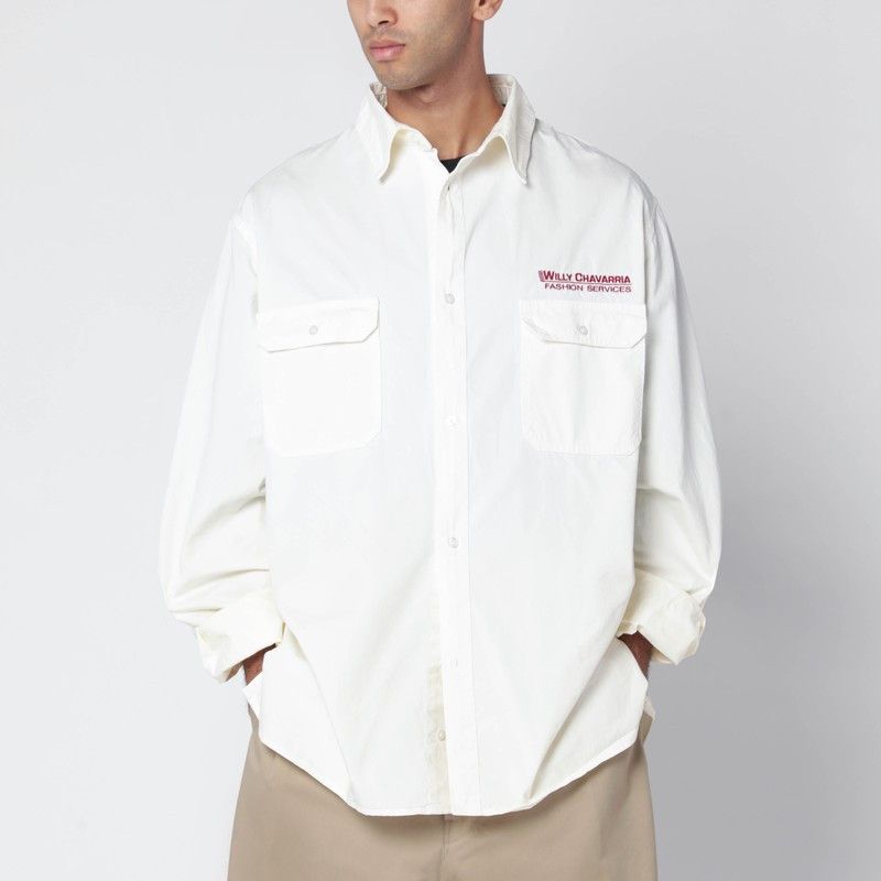 Willy Chavarria Willy Chavarria Corcoran White Cotton Shirt Size US L / EU 52-54 / 3 - 1 Thumbnail