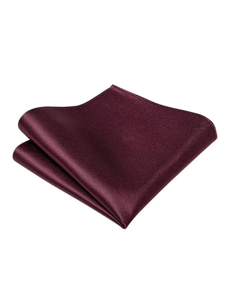 Japanese Brand Luxury Skinny Solid Burgundy Neck Tie Set Mens Size ONE SIZE - 4 Thumbnail